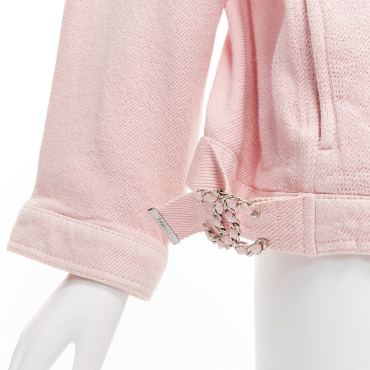 Chanel CHANEL 2019 pink cotton 4 pockets CC buttons collarless oversized trucker jacket FR34 XS Size XS / US 0-2 / IT 36-38 - 2 Thumbnail