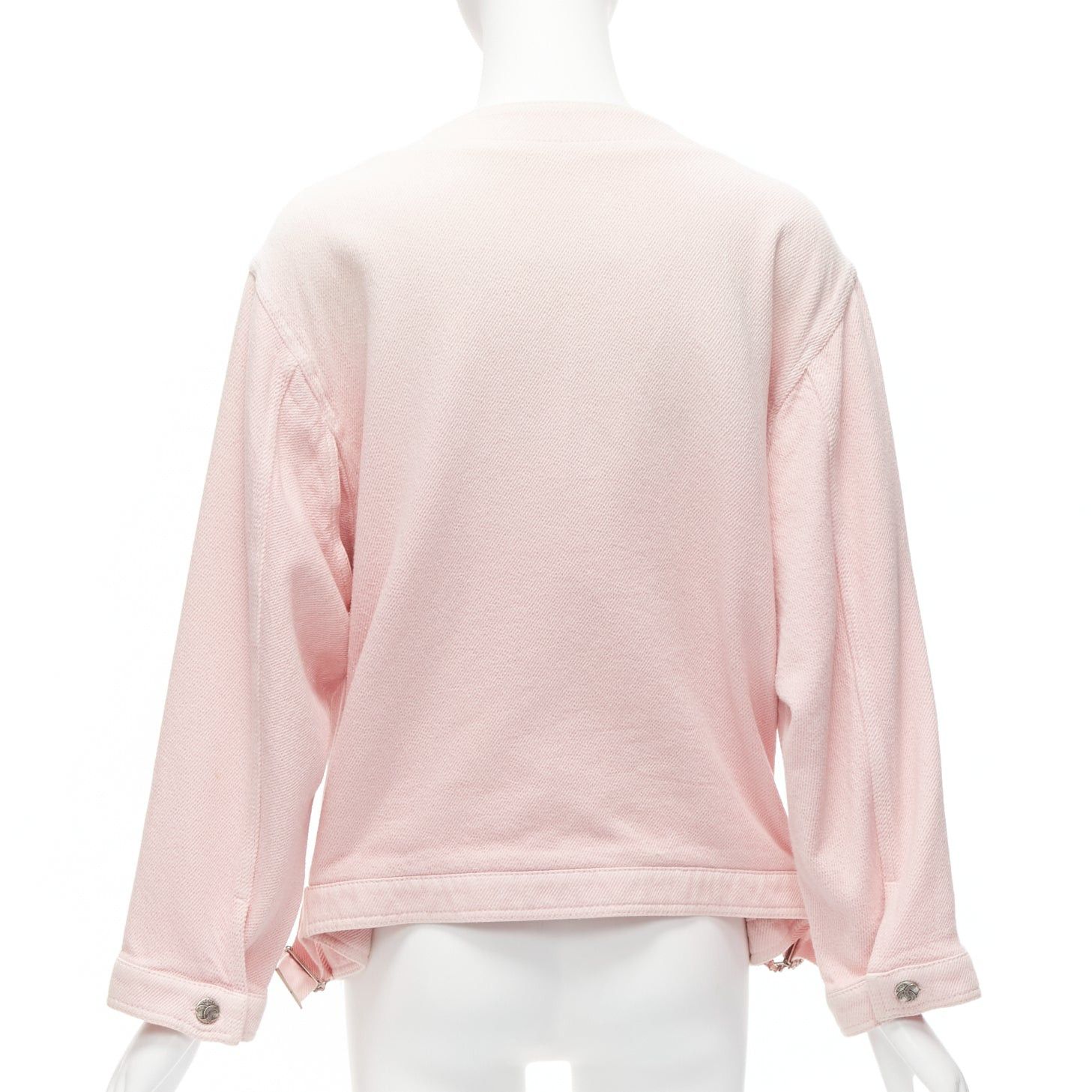 Chanel CHANEL 2019 pink cotton 4 pockets CC buttons collarless oversized trucker jacket FR34 XS Size XS / US 0-2 / IT 36-38 - 6 Thumbnail