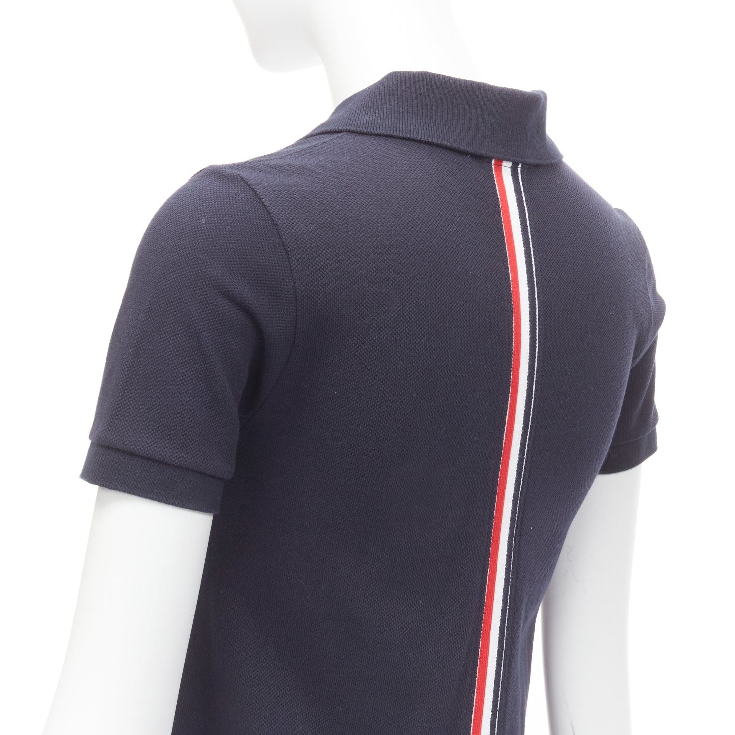 Thom Browne THOM BROWNE navy blue signature stripe webbing pique polo dress IT36 XXS Size XS / US 0-2 / IT 36-38 - 7 Thumbnail