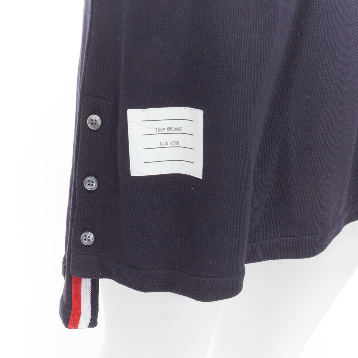 Thom Browne THOM BROWNE navy blue signature stripe webbing pique polo dress IT36 XXS Size XS / US 0-2 / IT 36-38 - 2 Thumbnail
