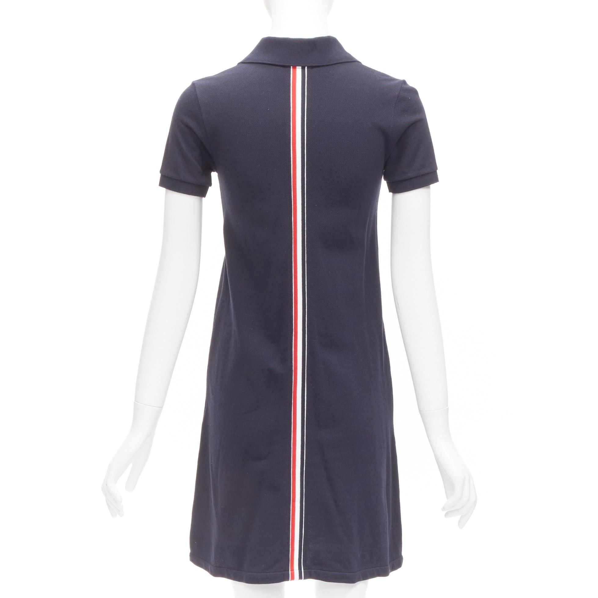 Thom Browne THOM BROWNE navy blue signature stripe webbing pique polo dress IT36 XXS Size XS / US 0-2 / IT 36-38 - 5 Thumbnail