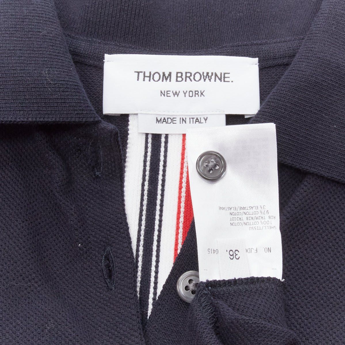 Thom Browne THOM BROWNE navy blue signature stripe webbing pique polo dress IT36 XXS Size XS / US 0-2 / IT 36-38 - 8 Thumbnail