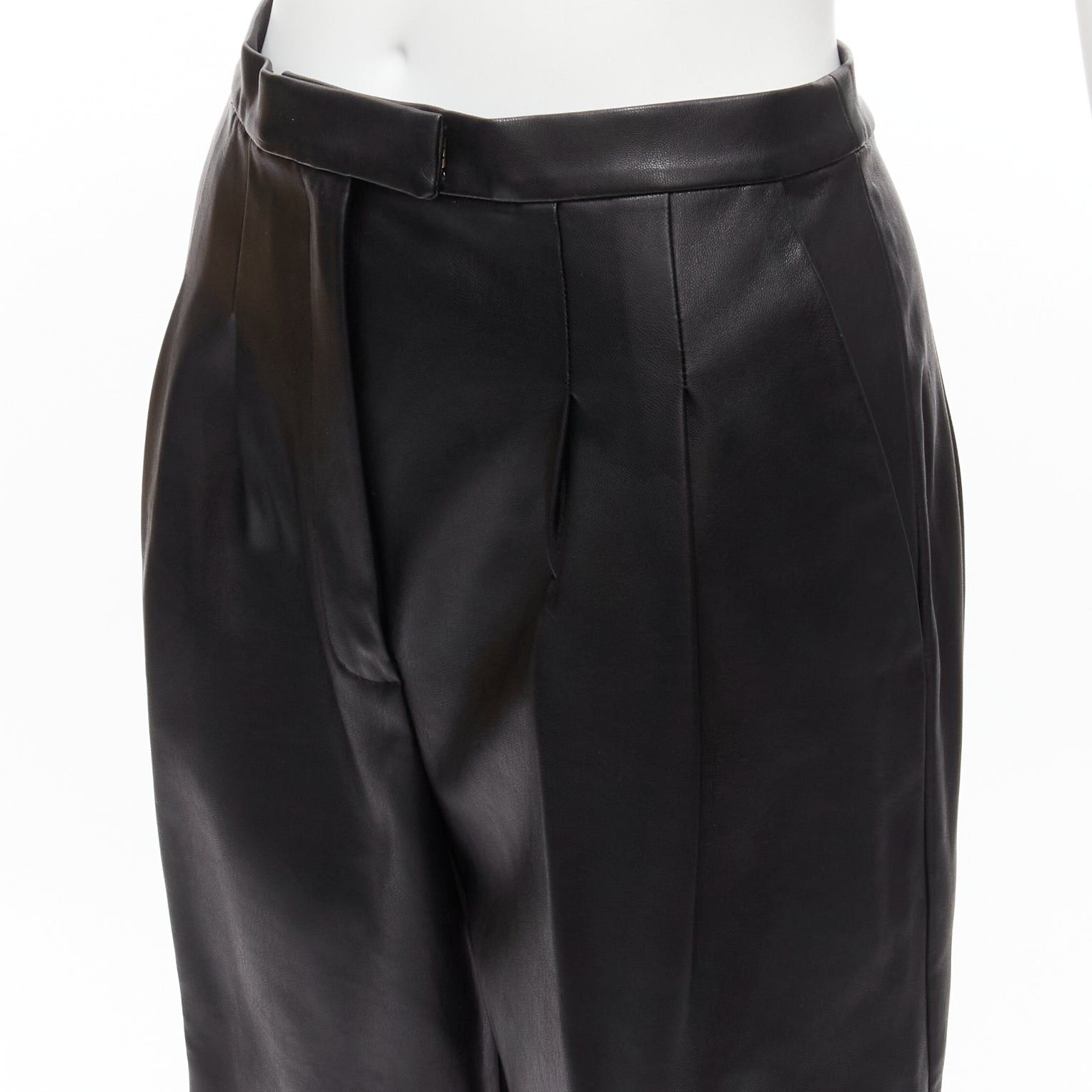 Other HEIDI MERRICK black genuine leather pleated front high waist cropped culotte pants US2 S Size 27" / US 4 / IT 40 - 2 Thumbnail