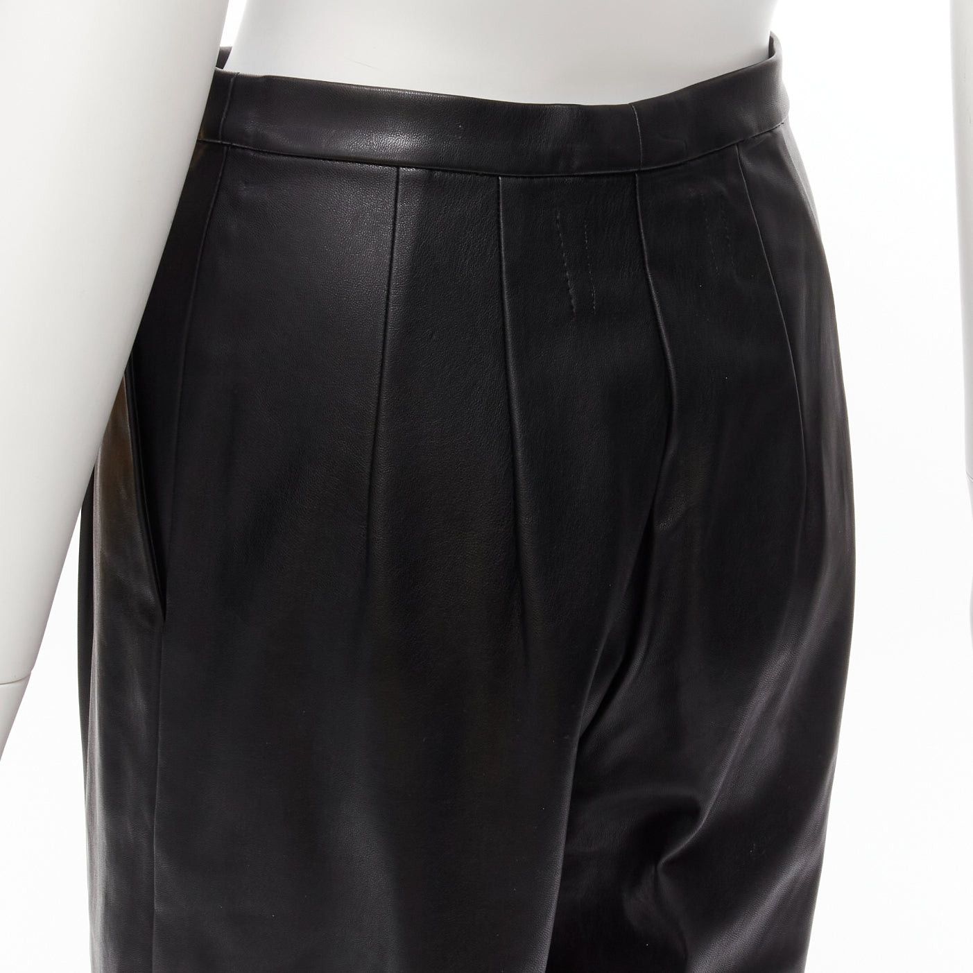 Other HEIDI MERRICK black genuine leather pleated front high waist cropped culotte pants US2 S Size 27" / US 4 / IT 40 - 7 Thumbnail