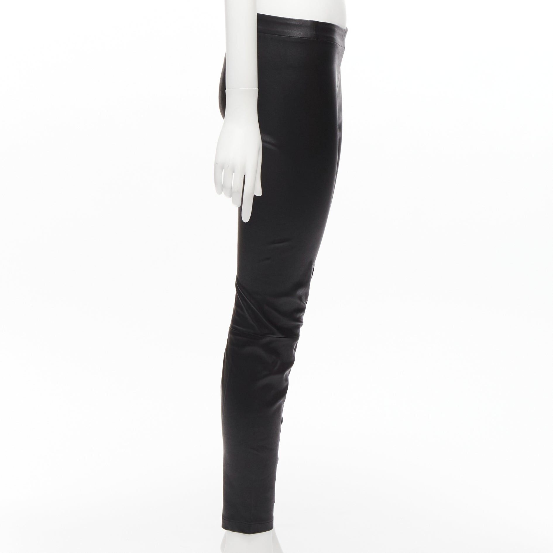 Vince VINCE black genuine leather panelled back darts fitted moto leggings XS Size 26" / US 2 / IT 38 - 4 Thumbnail