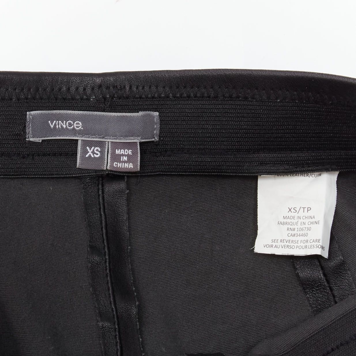 Vince VINCE black genuine leather panelled back darts fitted moto leggings XS Size 26" / US 2 / IT 38 - 8 Thumbnail