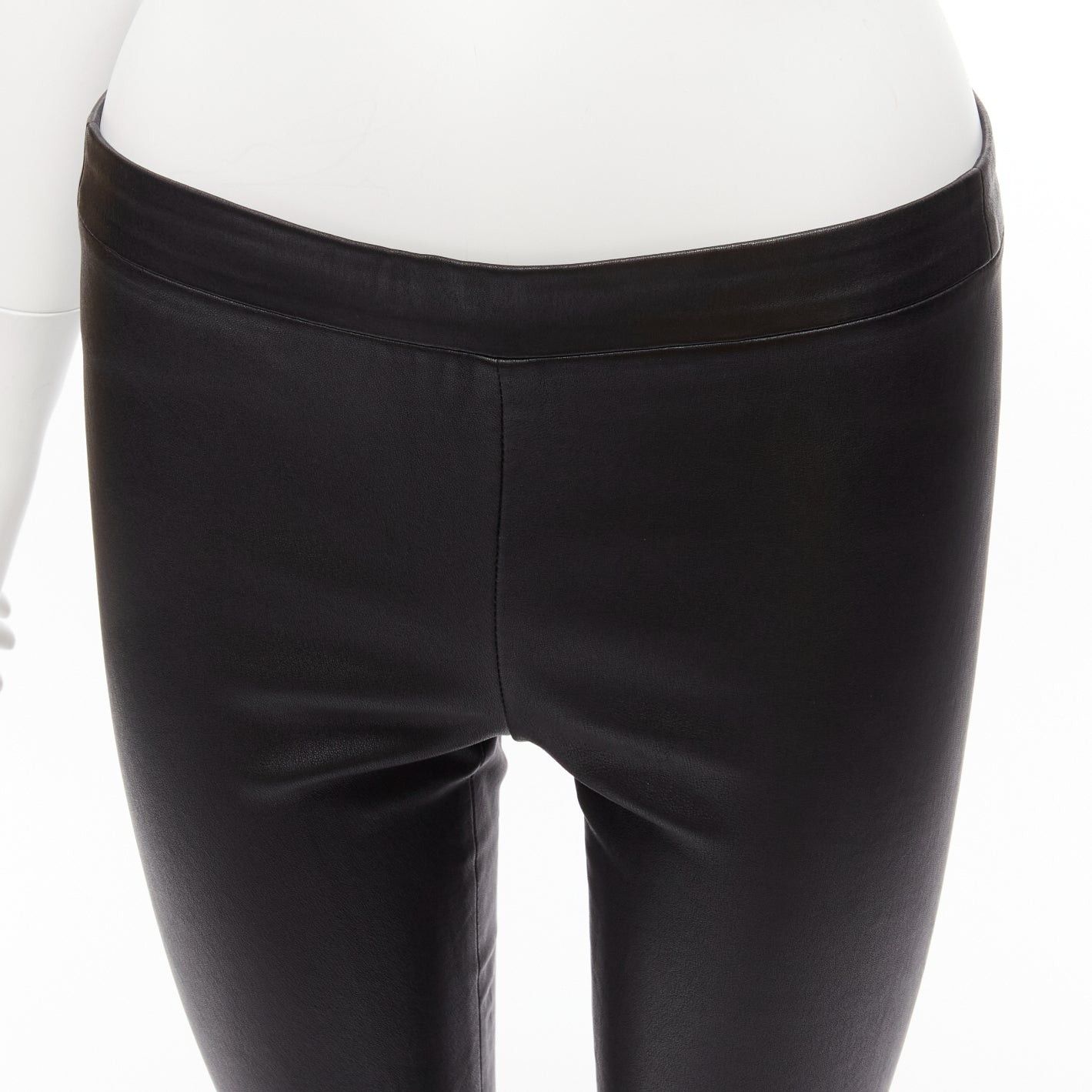 Vince VINCE black genuine leather panelled back darts fitted moto leggings XS Size 26" / US 2 / IT 38 - 7 Thumbnail