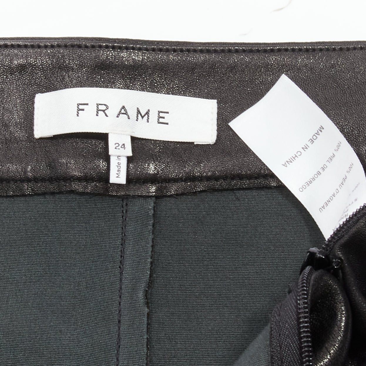 Frame FRAME black genuine lambskin leather flared cropped pants US2 S Size 27" / US 4 / IT 40 - 8 Thumbnail