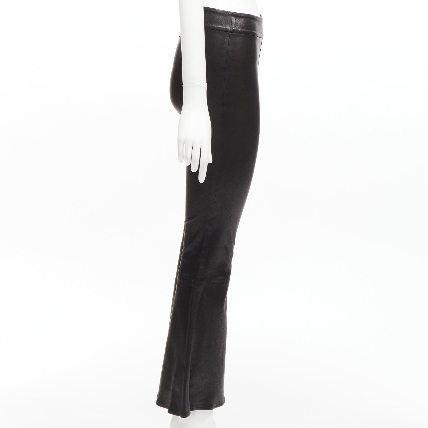 Frame FRAME black genuine lambskin leather flared cropped pants US2 S Size 27" / US 4 / IT 40 - 4 Thumbnail