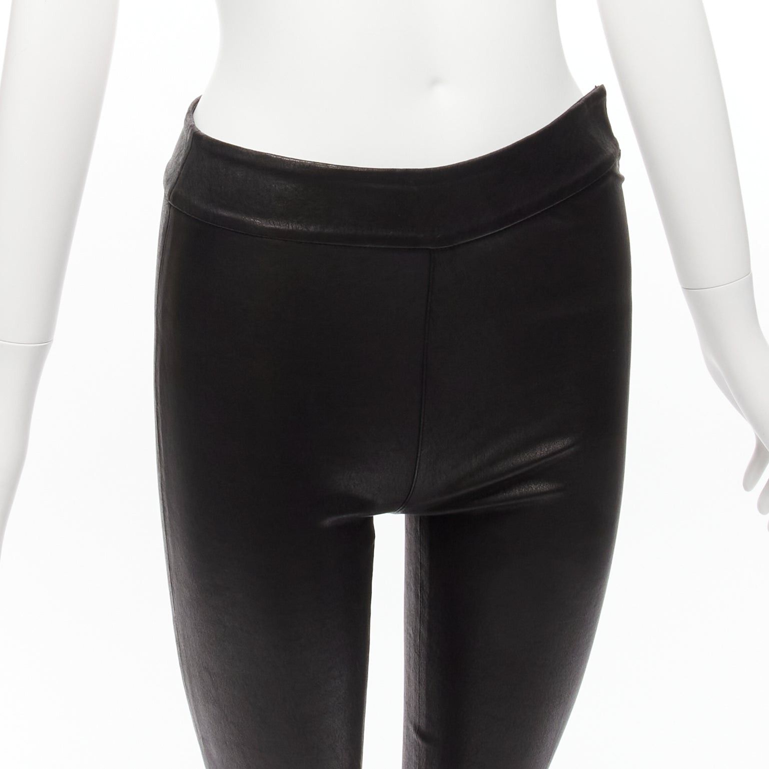 Frame FRAME black genuine lambskin leather flared cropped pants US2 S Size 27" / US 4 / IT 40 - 7 Thumbnail