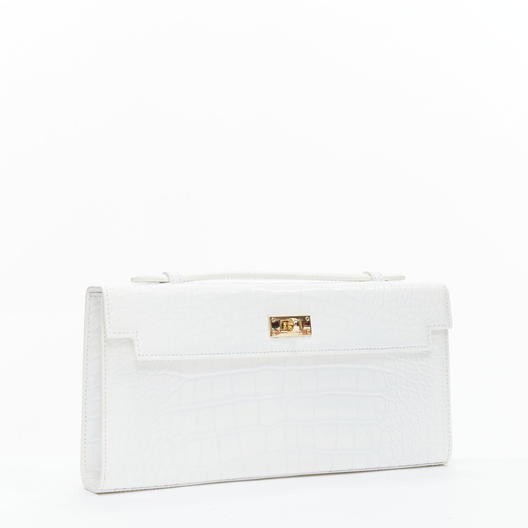 Other FERIDA YANG Bespoke white matte scaled leather gold buckle long flap clutch Size ONE SIZE - 3 Thumbnail