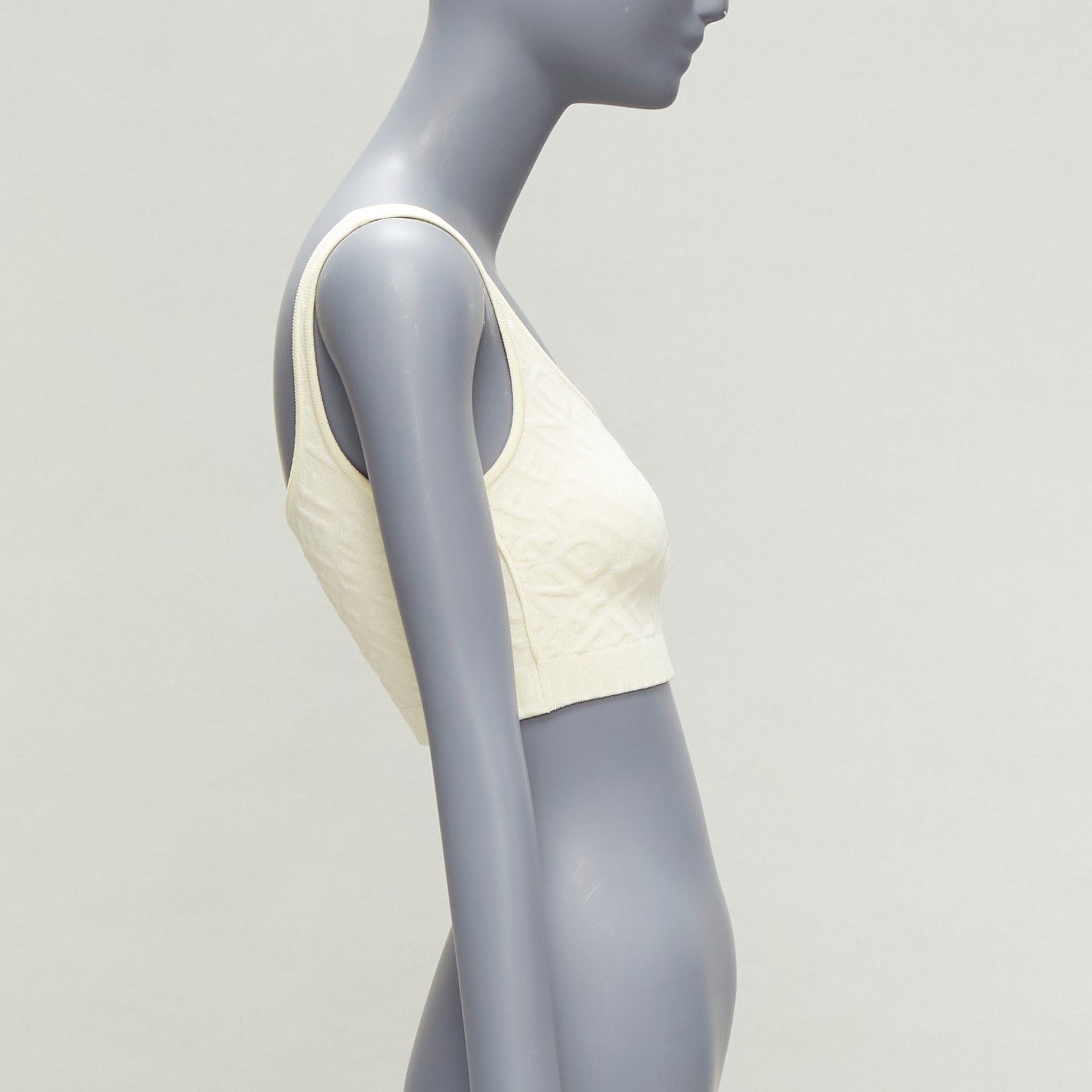 Fendi FENDI SKIMS cream logo jacquard scoop neck bralette crop top IT36 XXS Size XS / US 0-2 / IT 36-38 - 4 Thumbnail