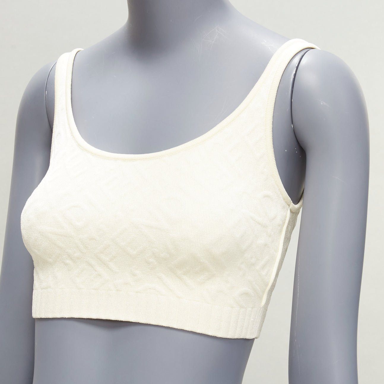 Fendi FENDI SKIMS cream logo jacquard scoop neck bralette crop top IT36 XXS Size XS / US 0-2 / IT 36-38 - 2 Thumbnail
