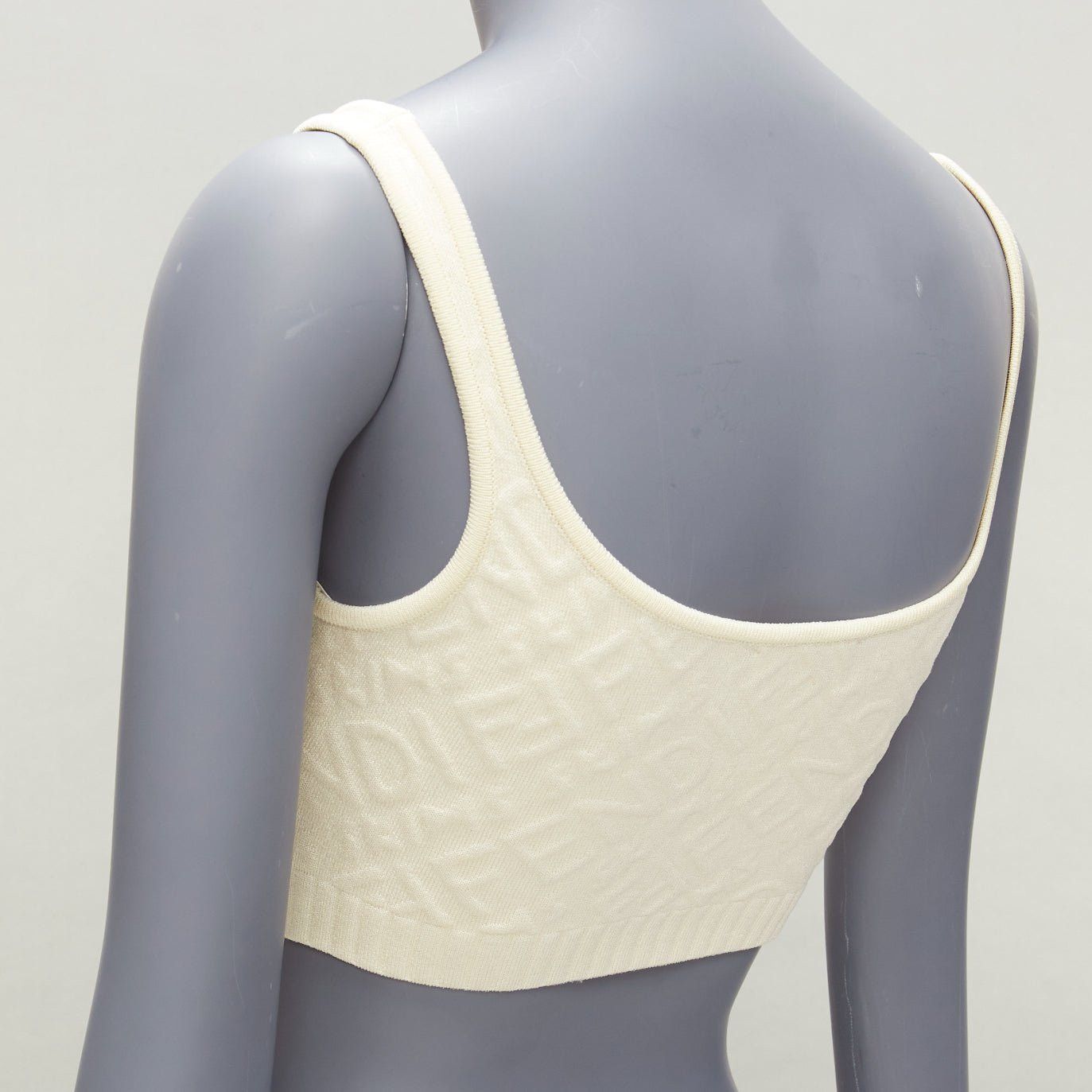 Fendi FENDI SKIMS cream logo jacquard scoop neck bralette crop top IT36 XXS Size XS / US 0-2 / IT 36-38 - 7 Thumbnail