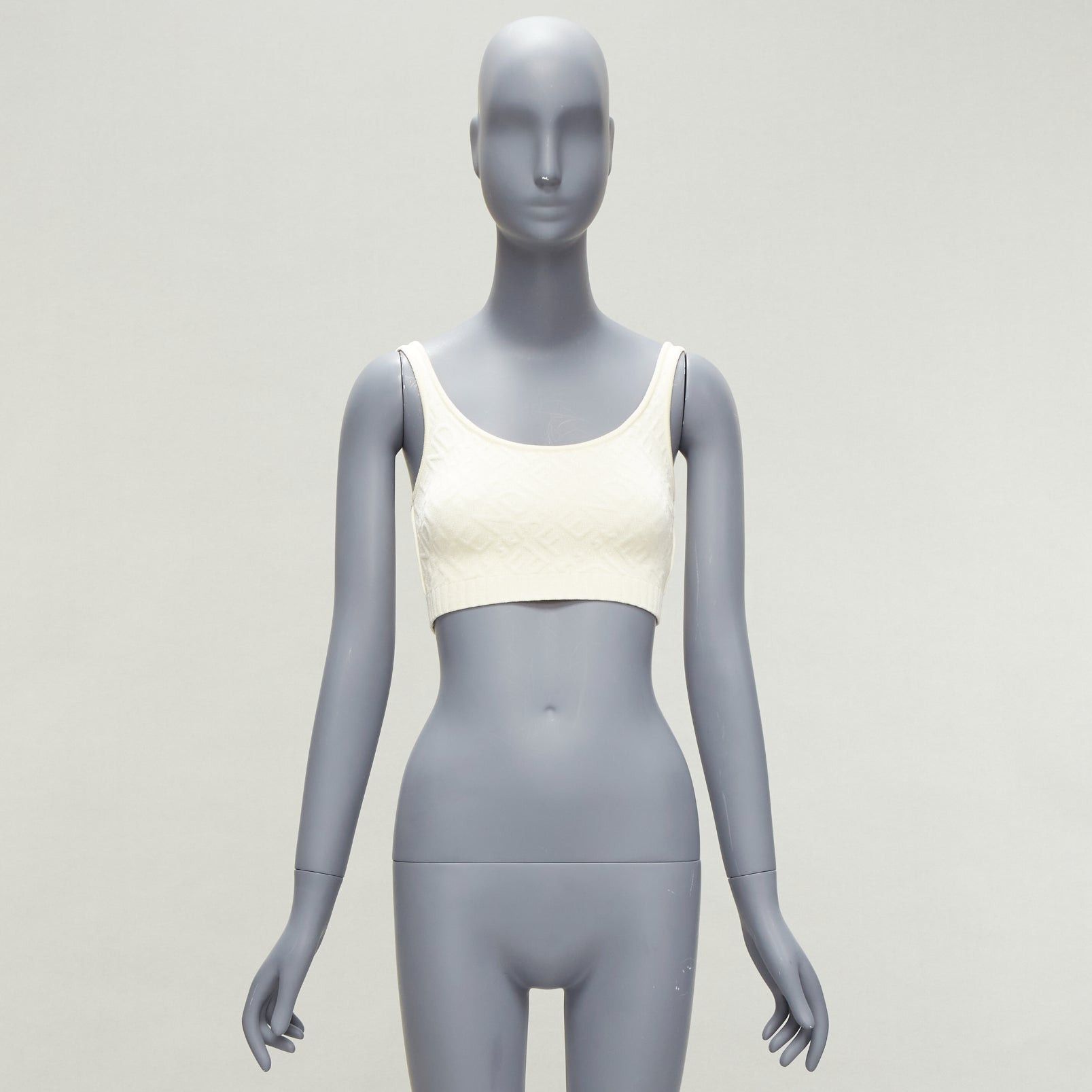 Fendi FENDI SKIMS cream logo jacquard scoop neck bralette crop top IT36 XXS Size XS / US 0-2 / IT 36-38 - 9 Thumbnail