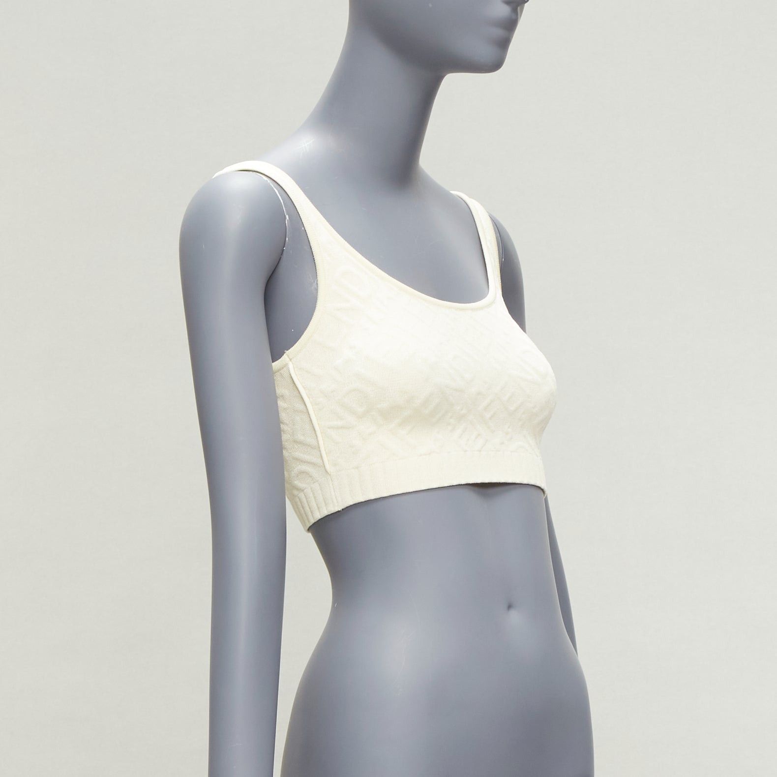 Fendi FENDI SKIMS cream logo jacquard scoop neck bralette crop top IT36 XXS Size XS / US 0-2 / IT 36-38 - 3 Thumbnail