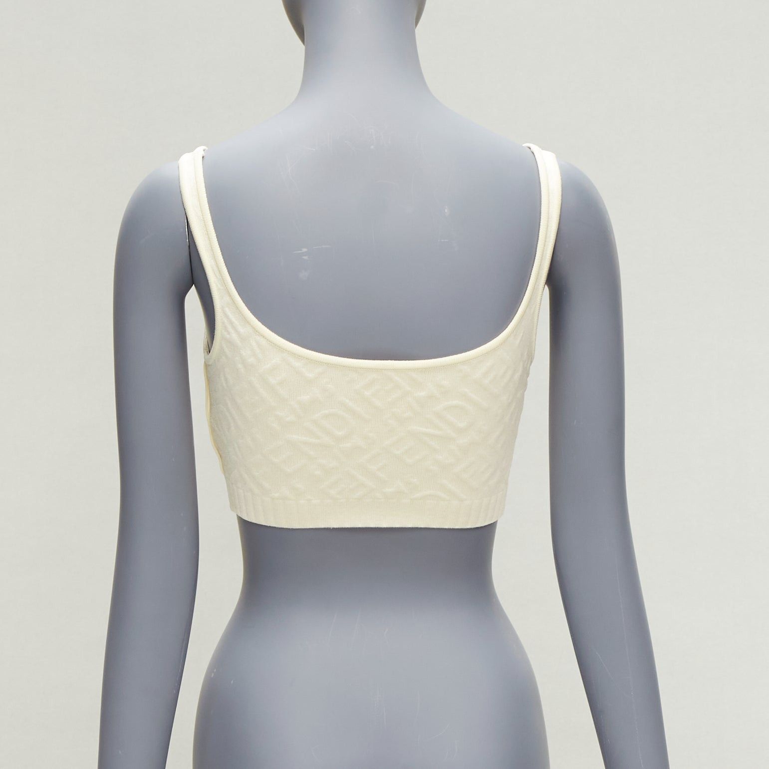 Fendi FENDI SKIMS cream logo jacquard scoop neck bralette crop top IT36 XXS Size XS / US 0-2 / IT 36-38 - 5 Thumbnail