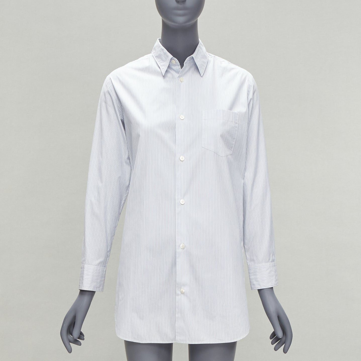 Junya Watanabe JUNYA WATANABE 2016 blue white pinstripe split back tunic shirt XS Size XS / US 0-2 / IT 36-38 - 3 Thumbnail
