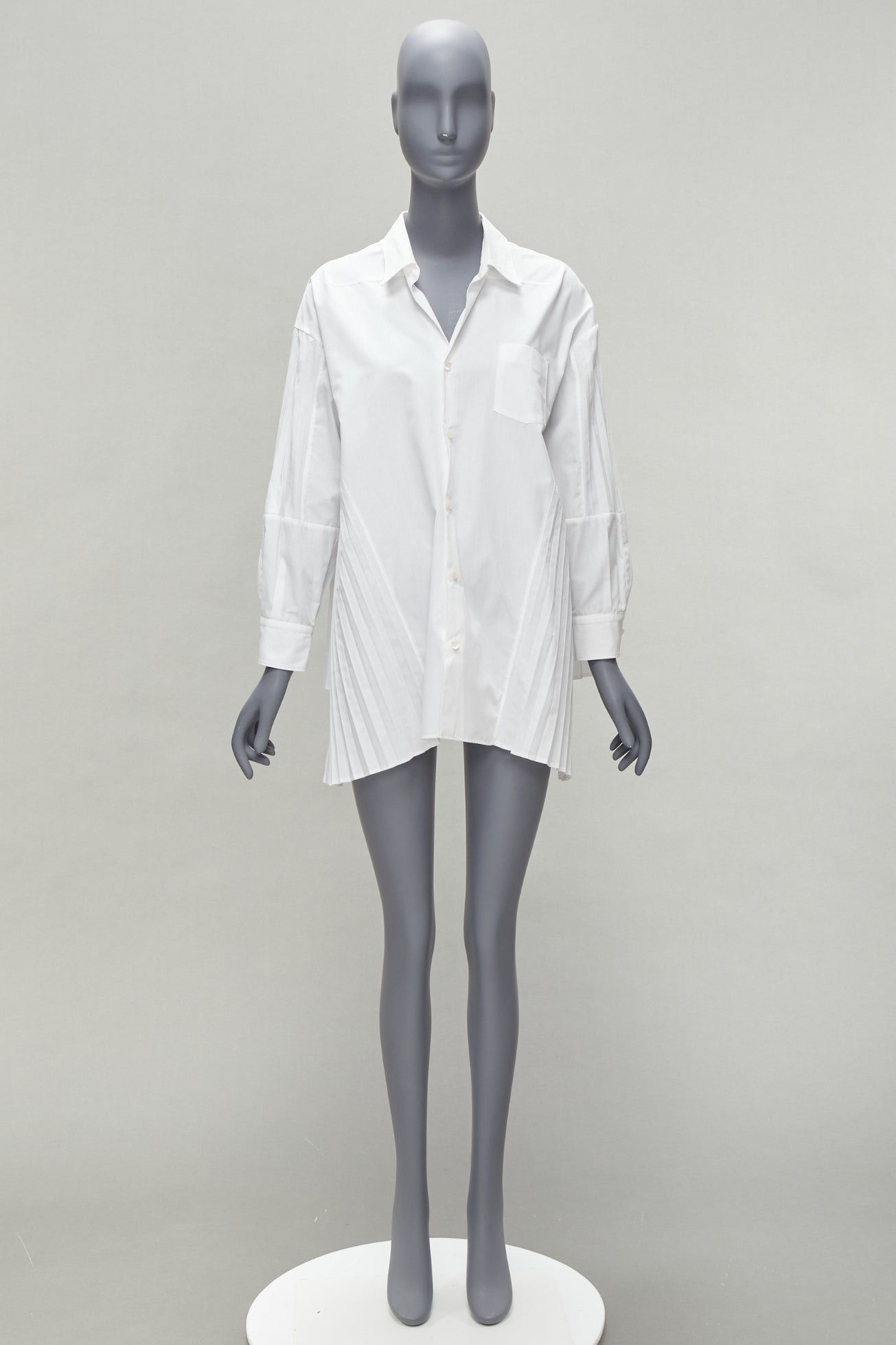 Junya Watanabe JUNYA WATANABE 2018 white accordion pleat side tunic shirt XS Size S / US 4 / IT 40 - 9 Thumbnail