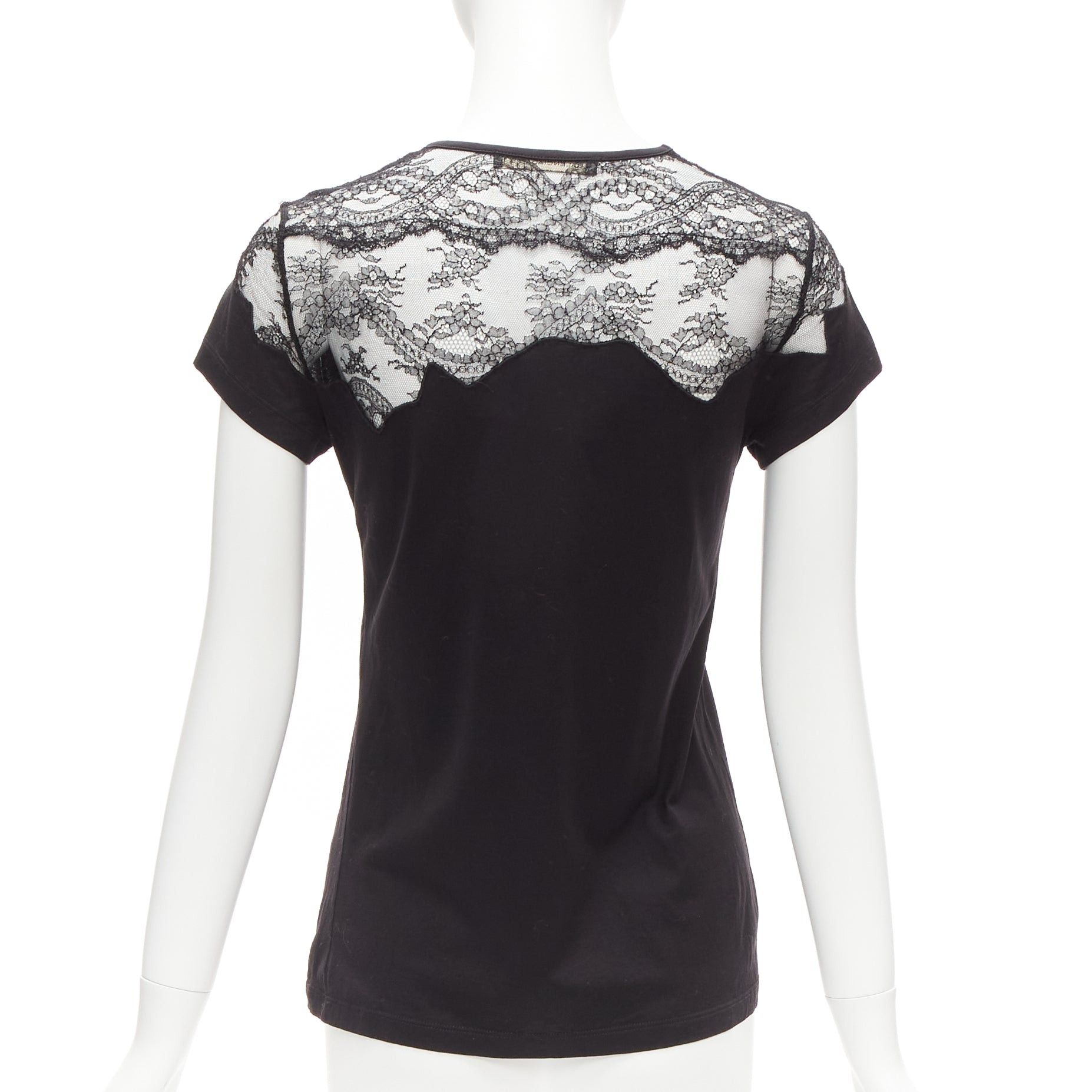 Balenciaga BALENCIAGA T'S 2008 black lace shoulder insert black tshirt top FR38 M Size M / US 6-8 / IT 42-44 - 5 Thumbnail