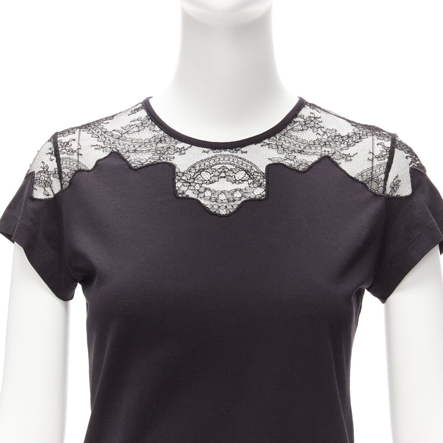 Balenciaga BALENCIAGA T'S 2008 black lace shoulder insert black tshirt top FR38 M Size M / US 6-8 / IT 42-44 - 2 Thumbnail