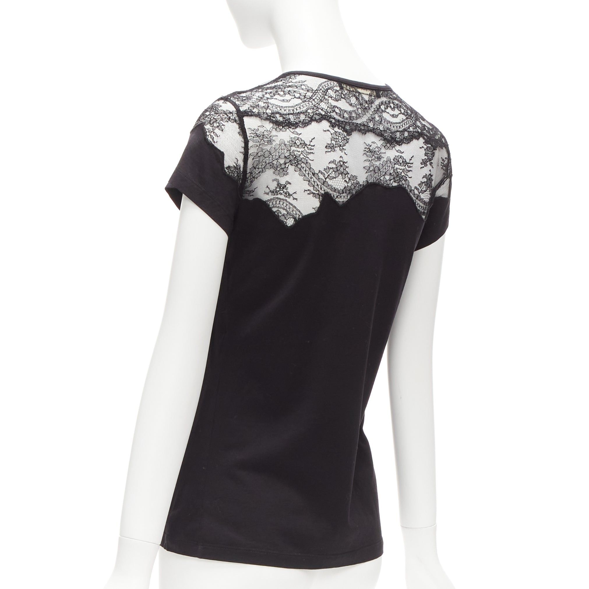 Balenciaga BALENCIAGA T'S 2008 black lace shoulder insert black tshirt top FR38 M Size M / US 6-8 / IT 42-44 - 6 Thumbnail