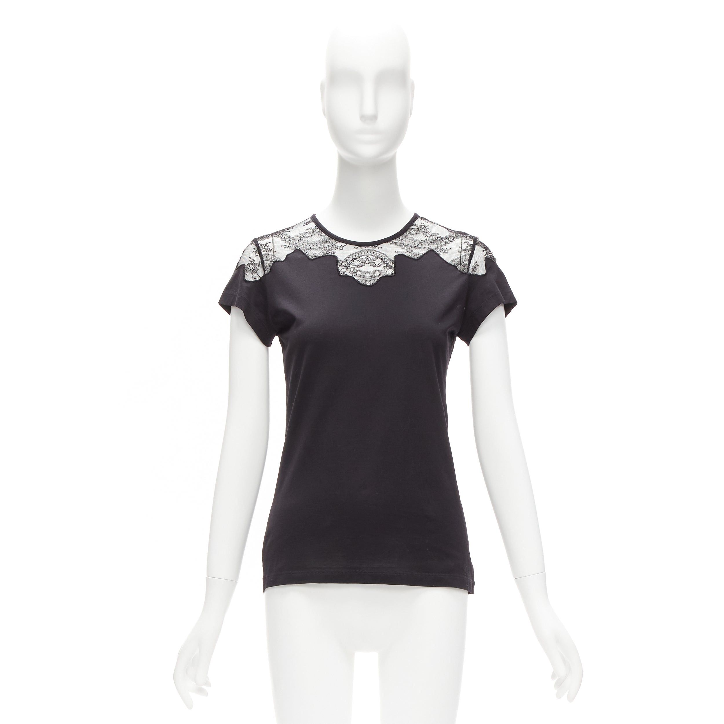 Balenciaga BALENCIAGA T'S 2008 black lace shoulder insert black tshirt top FR38 M Size M / US 6-8 / IT 42-44 - 9 Thumbnail