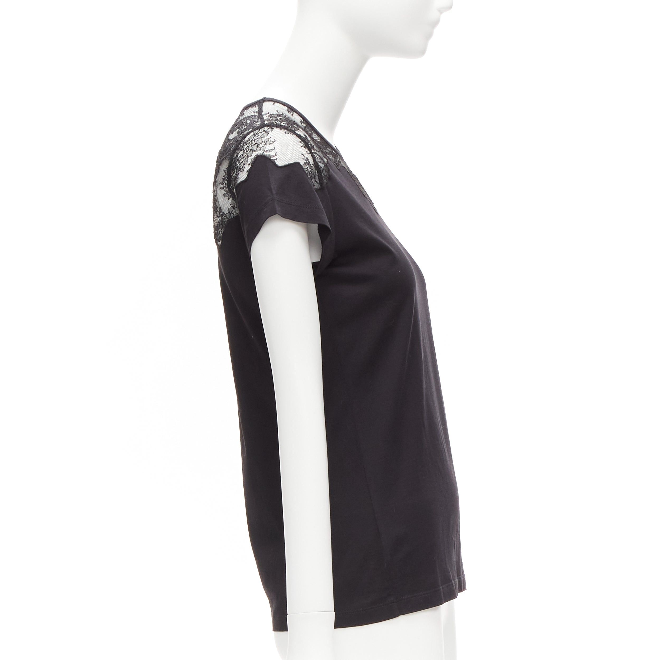 Balenciaga BALENCIAGA T'S 2008 black lace shoulder insert black tshirt top FR38 M Size M / US 6-8 / IT 42-44 - 4 Thumbnail