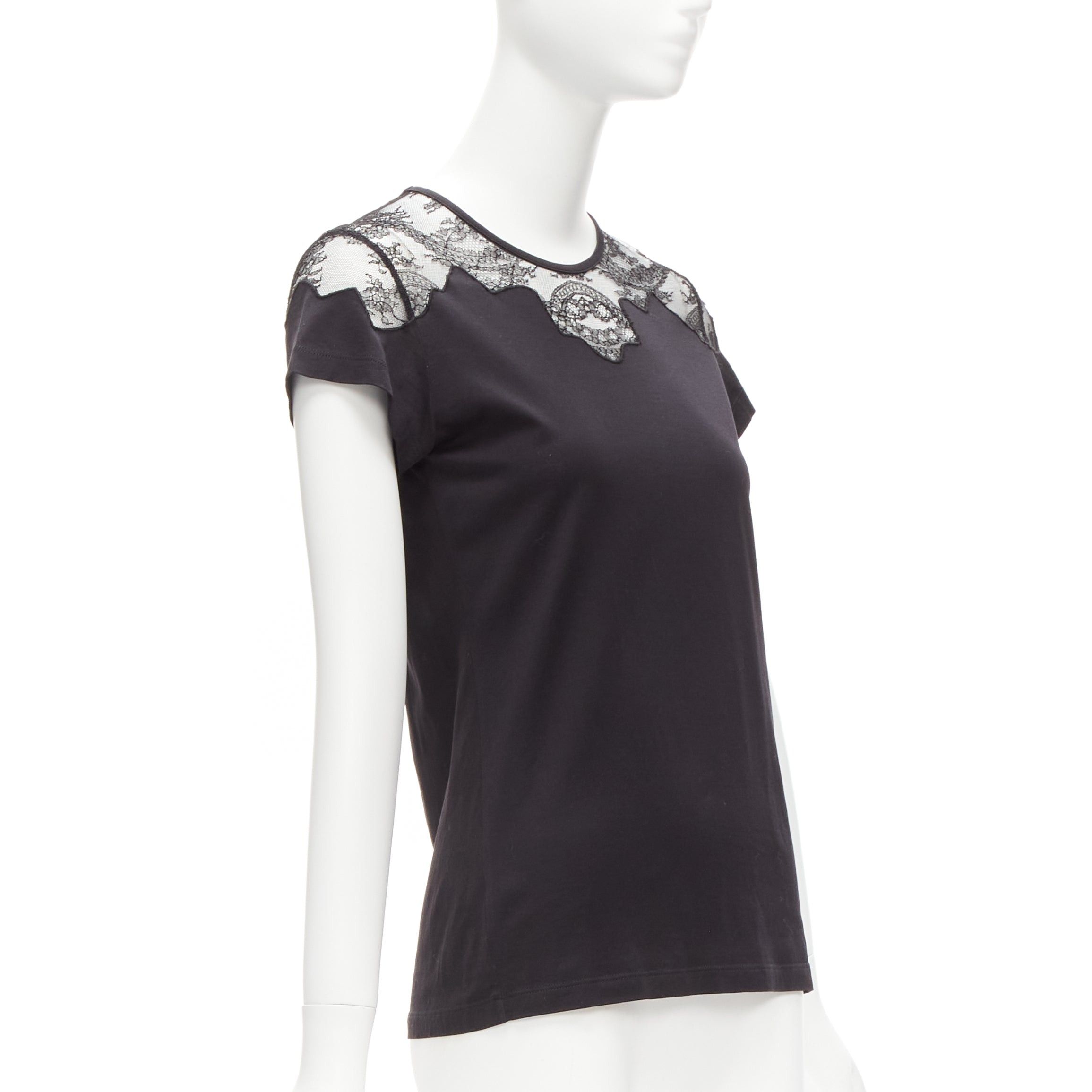 Balenciaga BALENCIAGA T'S 2008 black lace shoulder insert black tshirt top FR38 M Size M / US 6-8 / IT 42-44 - 3 Thumbnail