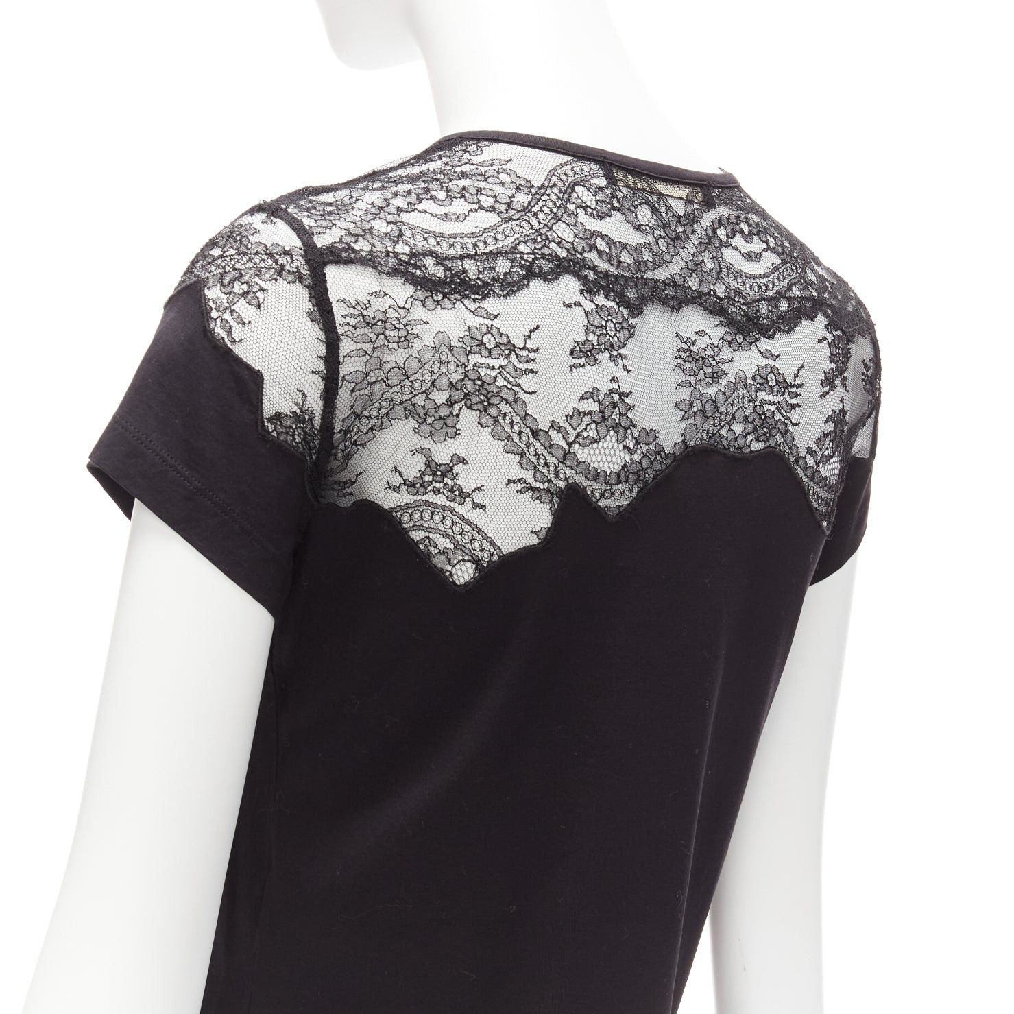 Balenciaga BALENCIAGA T'S 2008 black lace shoulder insert black tshirt top FR38 M Size M / US 6-8 / IT 42-44 - 7 Thumbnail