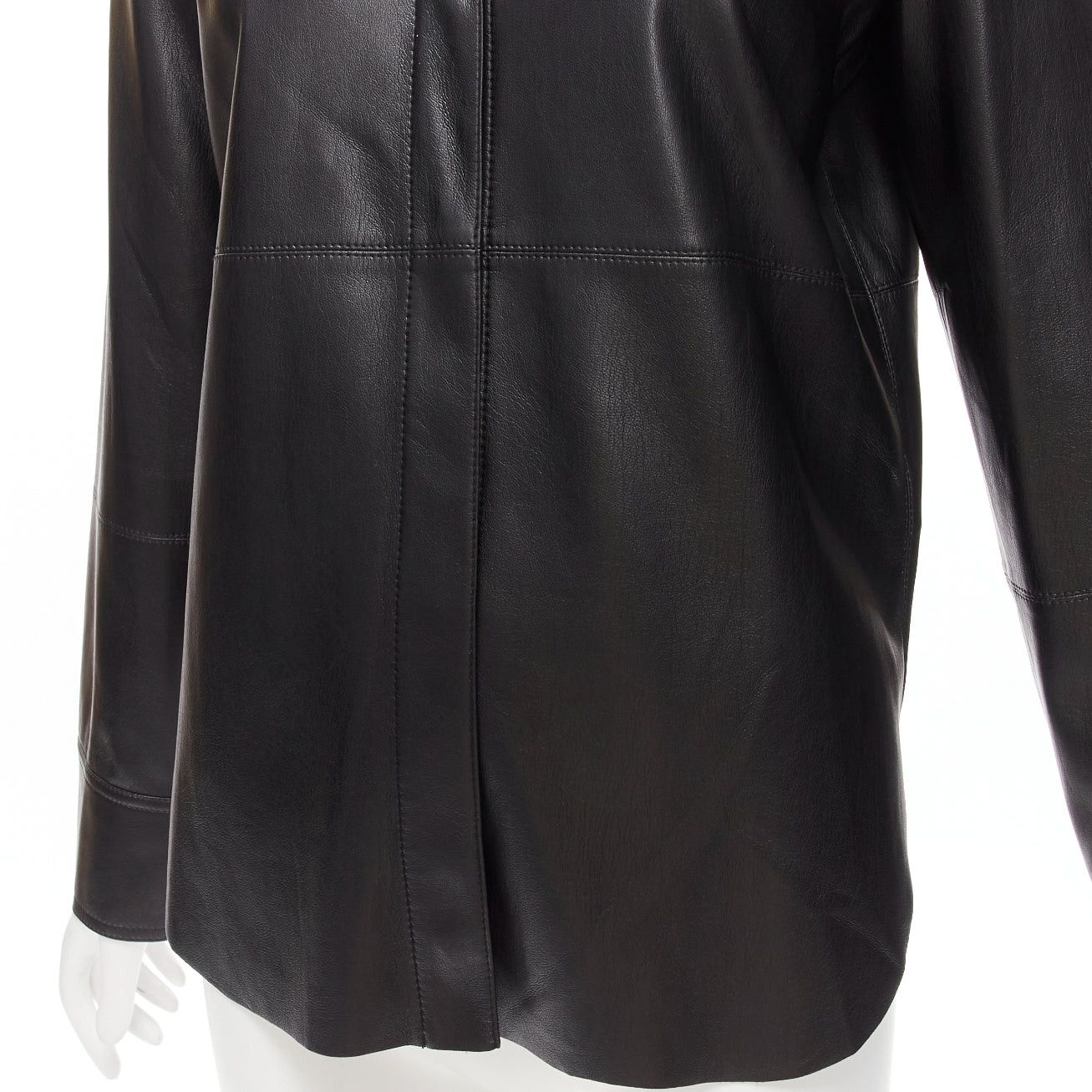 Nanushka NANUSHKA black vegan leather hidden placket long sleeve shirt S Size S / US 4 / IT 40 - 8 Thumbnail