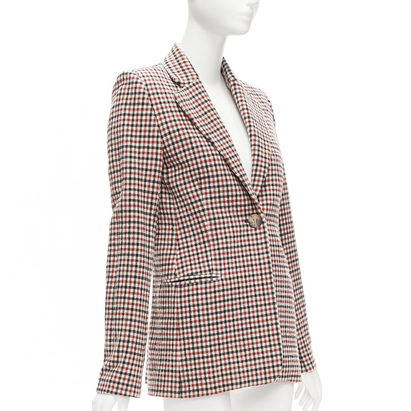 KHAITE KHAITE Vera red black checked virgin wool single button blazer US0 XS Size XS / US 0-2 / IT 36-38 - 4 Thumbnail