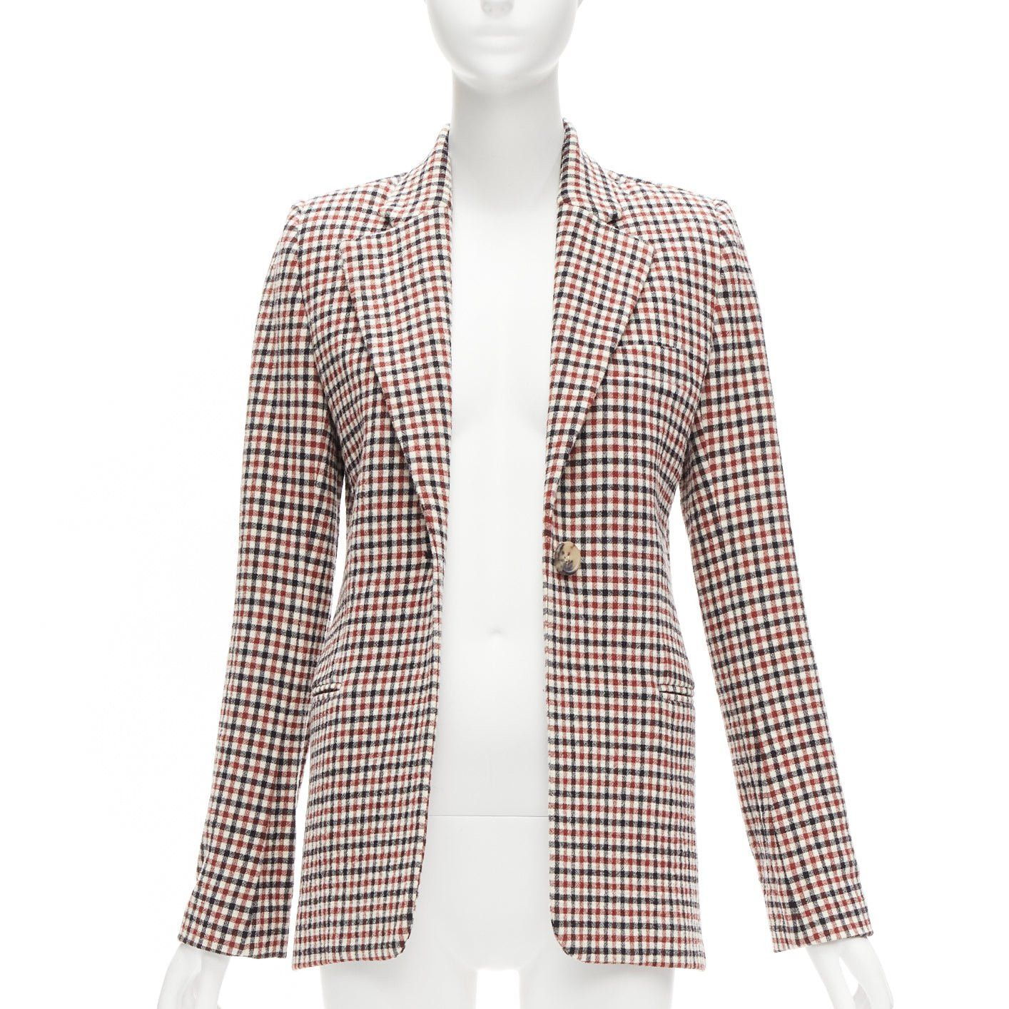 KHAITE KHAITE Vera red black checked virgin wool single button blazer US0 XS Size XS / US 0-2 / IT 36-38 - 3 Thumbnail
