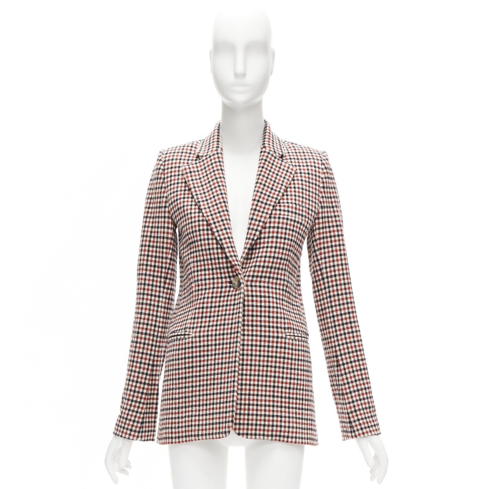 KHAITE KHAITE Vera red black checked virgin wool single button blazer US0 XS Size XS / US 0-2 / IT 36-38 - 10 Thumbnail