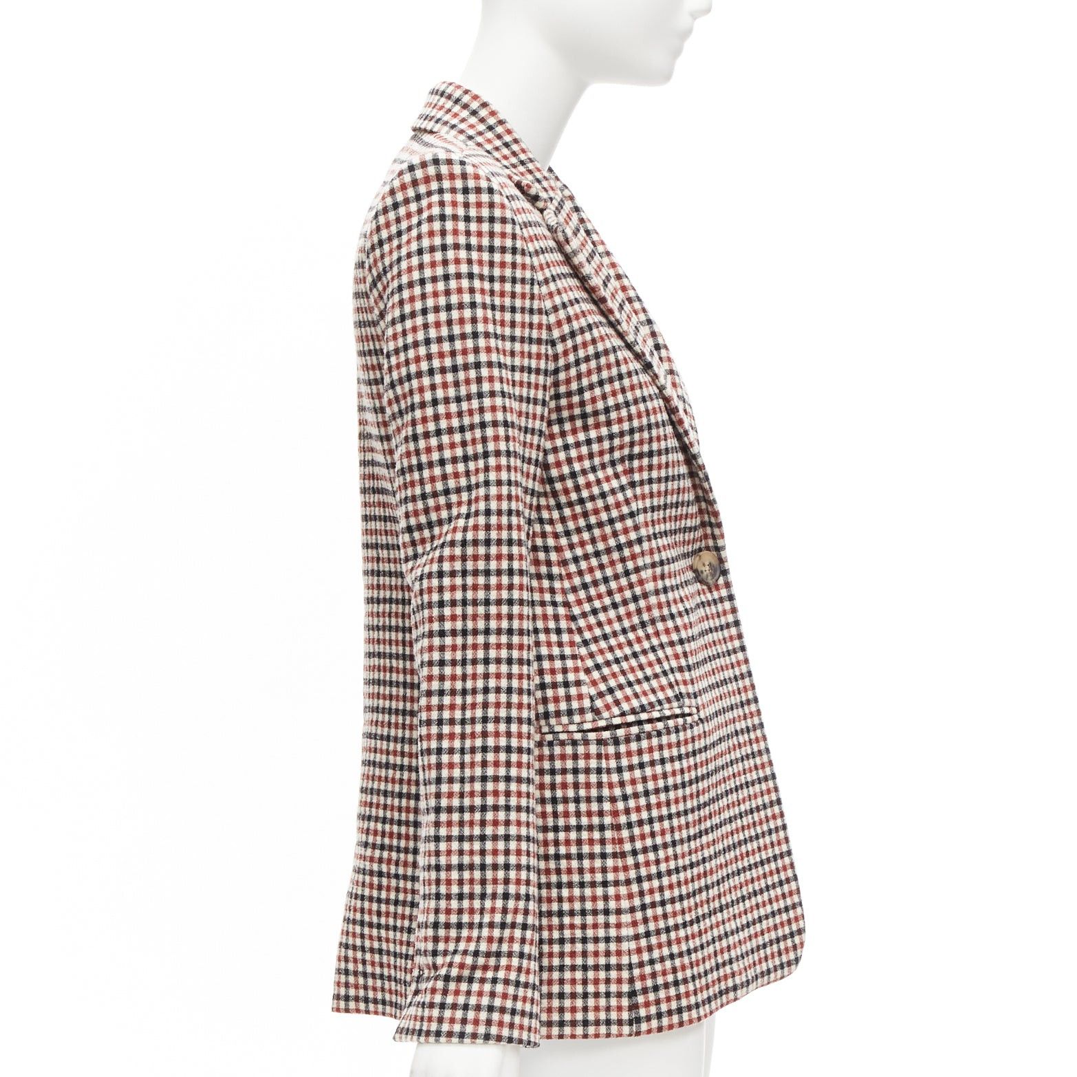 KHAITE KHAITE Vera red black checked virgin wool single button blazer US0 XS Size XS / US 0-2 / IT 36-38 - 5 Thumbnail