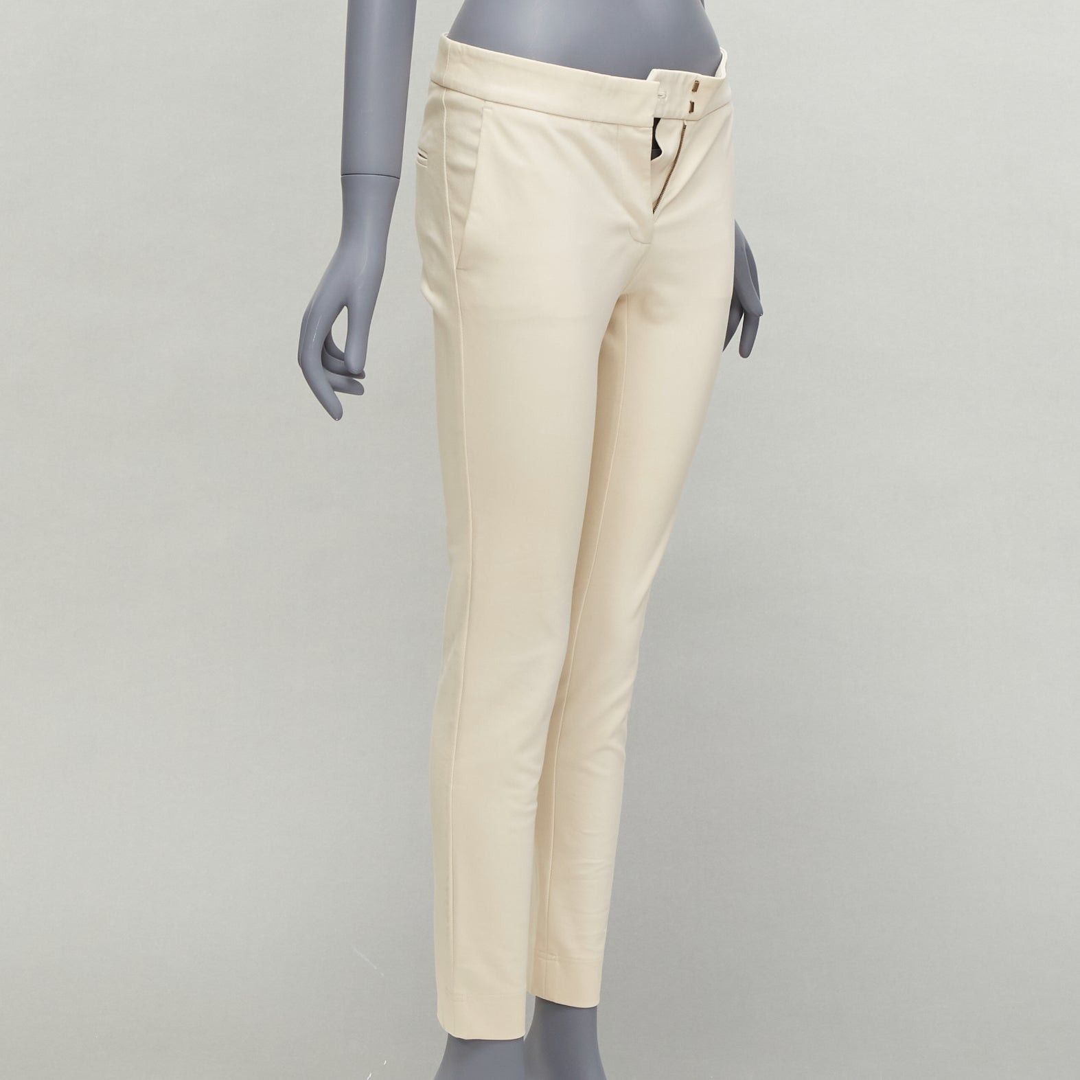 Stella McCartney STELLA MCCARTNEY cream cotton blend stretchy cropped skinny pants IT38 XS Size 26" / US 2 / IT 38 - 3 Thumbnail