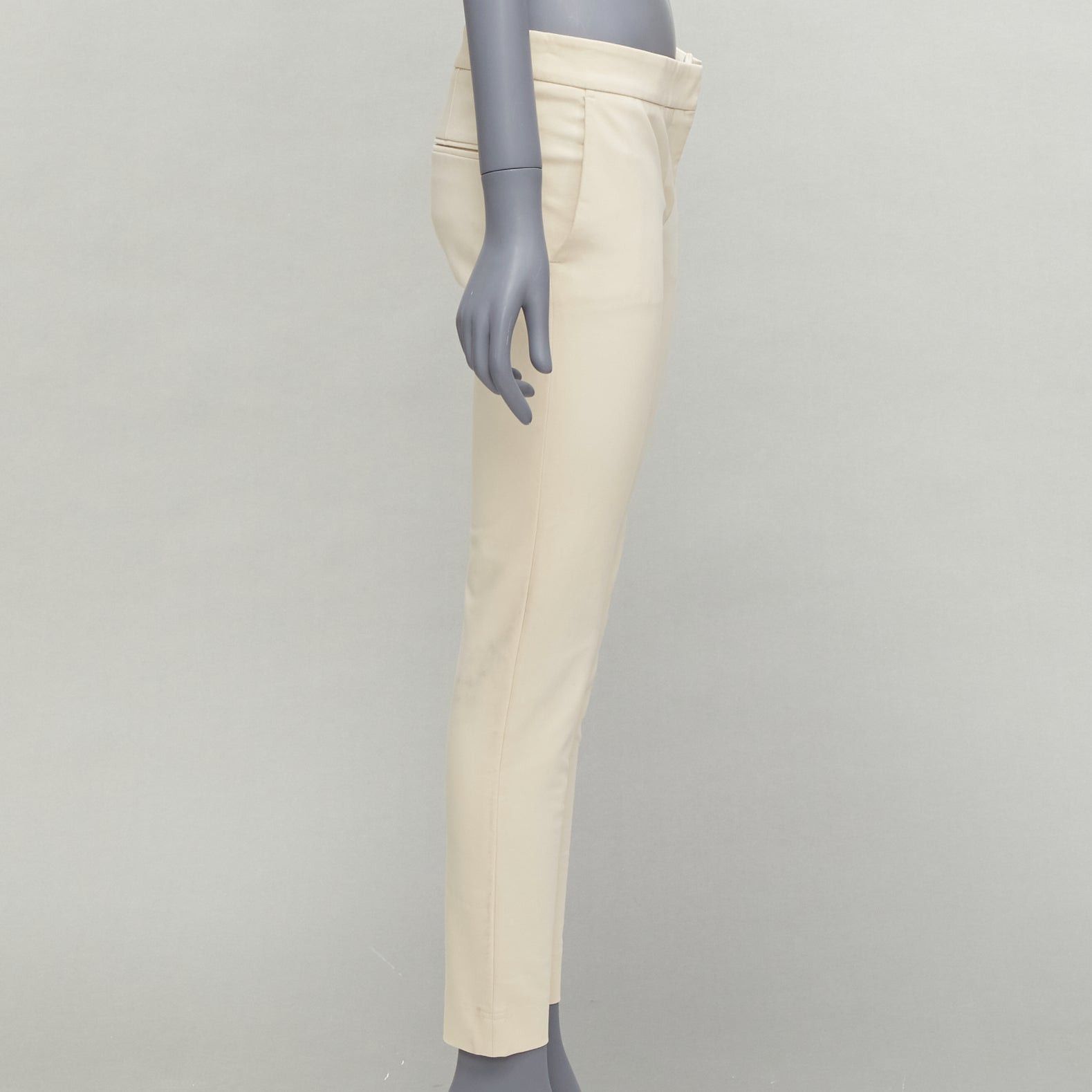 Stella McCartney STELLA MCCARTNEY cream cotton blend stretchy cropped skinny pants IT38 XS Size 26" / US 2 / IT 38 - 4 Thumbnail