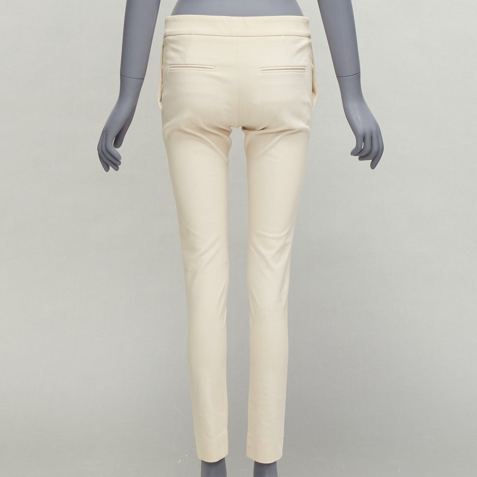 Stella McCartney STELLA MCCARTNEY cream cotton blend stretchy cropped skinny pants IT38 XS Size 26" / US 2 / IT 38 - 5 Thumbnail