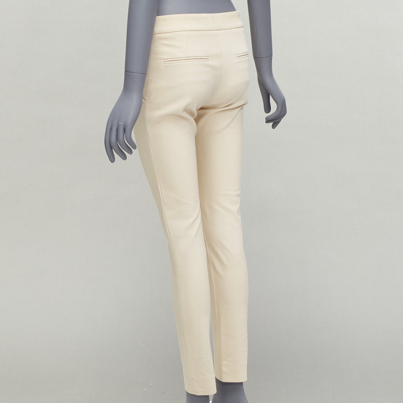 Stella McCartney STELLA MCCARTNEY cream cotton blend stretchy cropped skinny pants IT38 XS Size 26" / US 2 / IT 38 - 6 Thumbnail