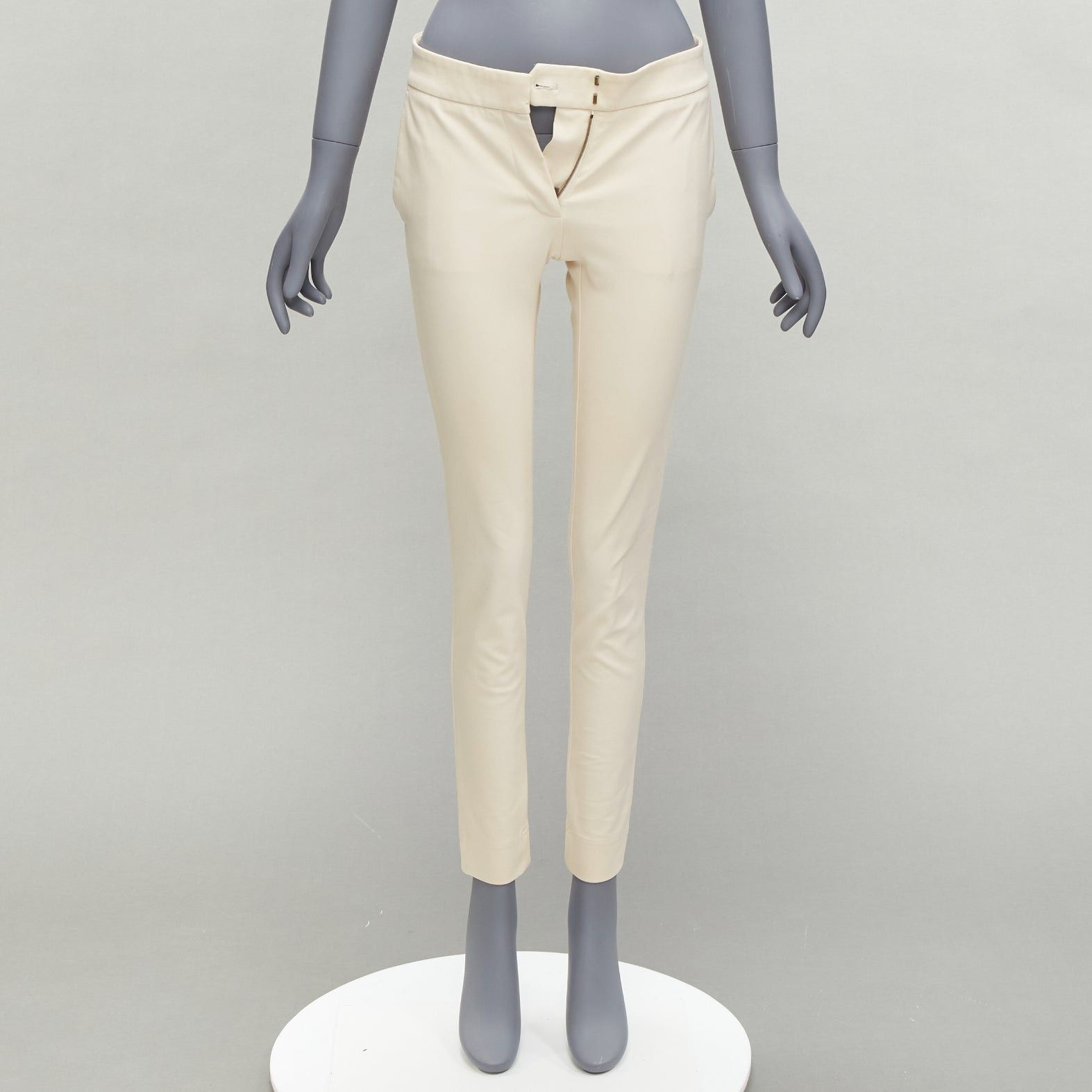 Stella McCartney STELLA MCCARTNEY cream cotton blend stretchy cropped skinny pants IT38 XS Size 26" / US 2 / IT 38 - 9 Thumbnail