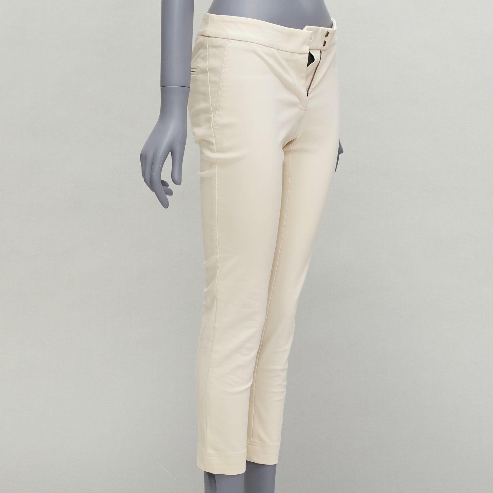 Stella McCartney STELLA MCCARTNEY cream cotton blend stretchy cropped skinny pants IT38 XS Size 26" / US 2 / IT 38 - 3 Thumbnail