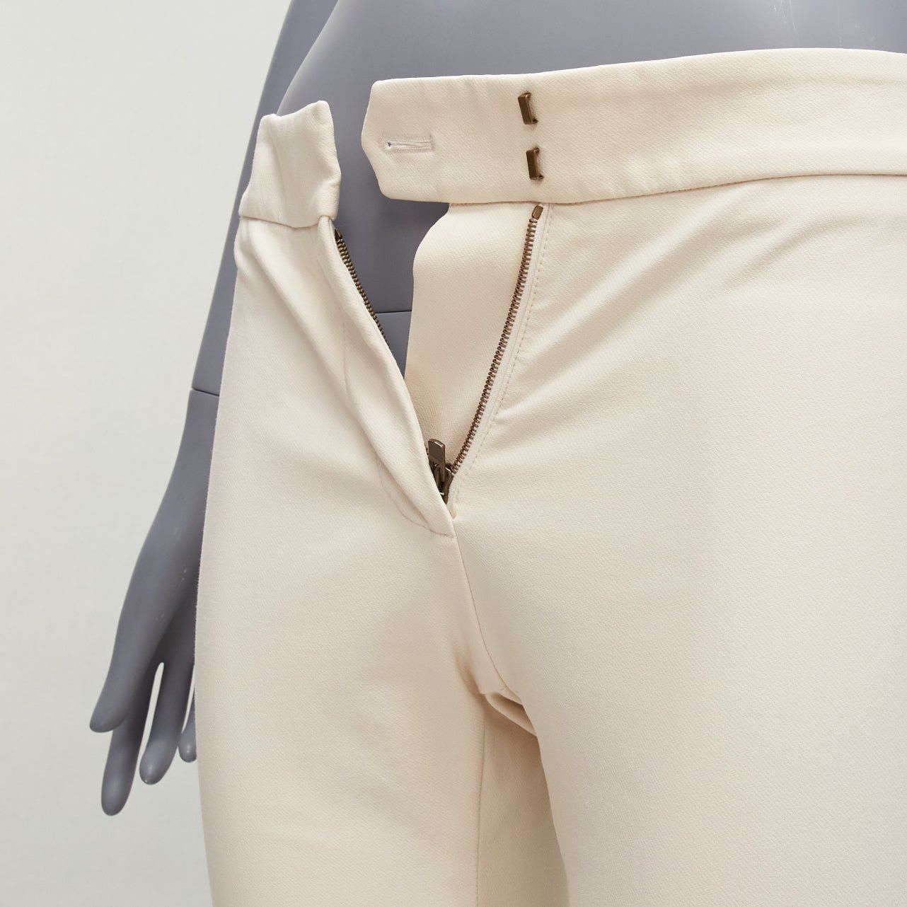 Stella McCartney STELLA MCCARTNEY cream cotton blend stretchy cropped skinny pants IT38 XS Size 26" / US 2 / IT 38 - 7 Thumbnail