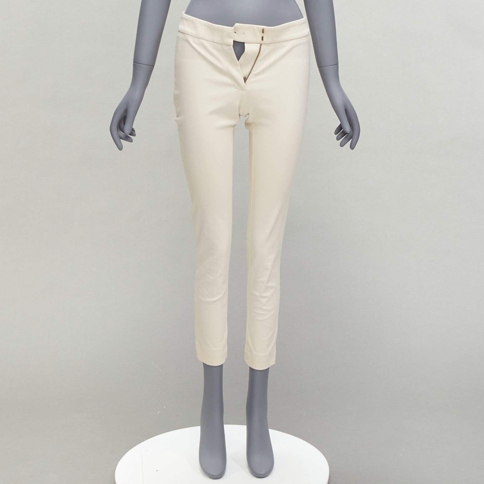 Stella McCartney STELLA MCCARTNEY cream cotton blend stretchy cropped skinny pants IT38 XS Size 26" / US 2 / IT 38 - 10 Thumbnail