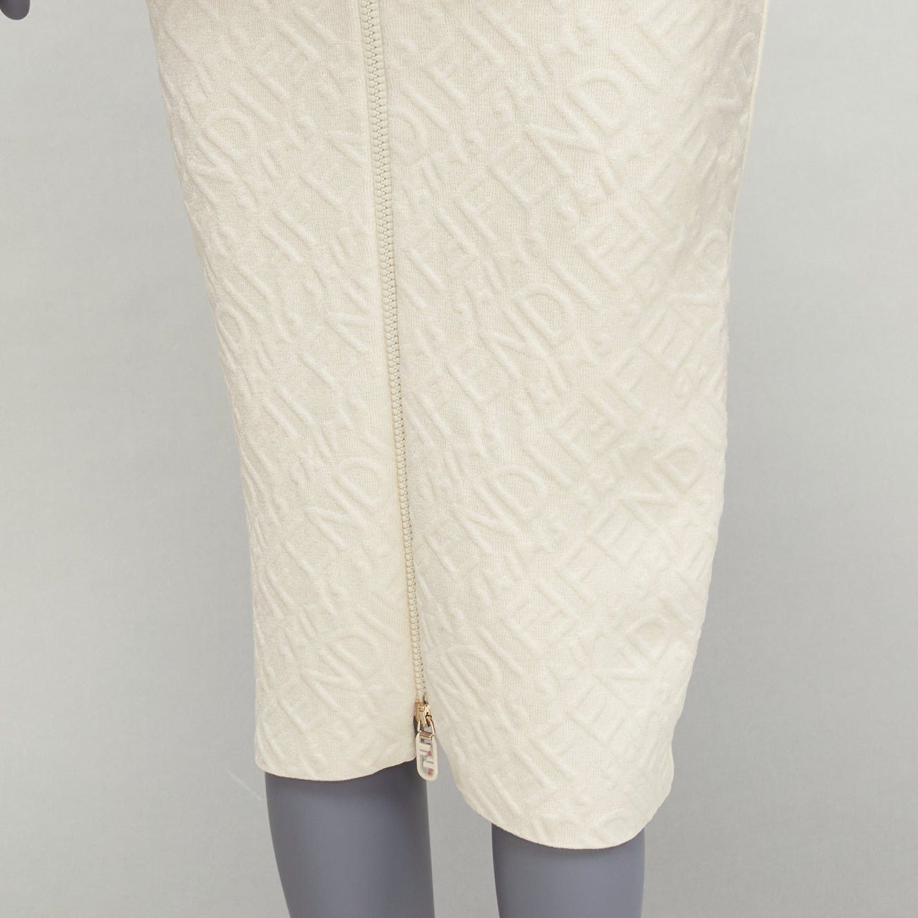 Fendi FENDI SKIMS cream logo jacquard high waisted pencil skirt IT36 XXS Size 25" / US 0 / IT 36 - 7 Thumbnail