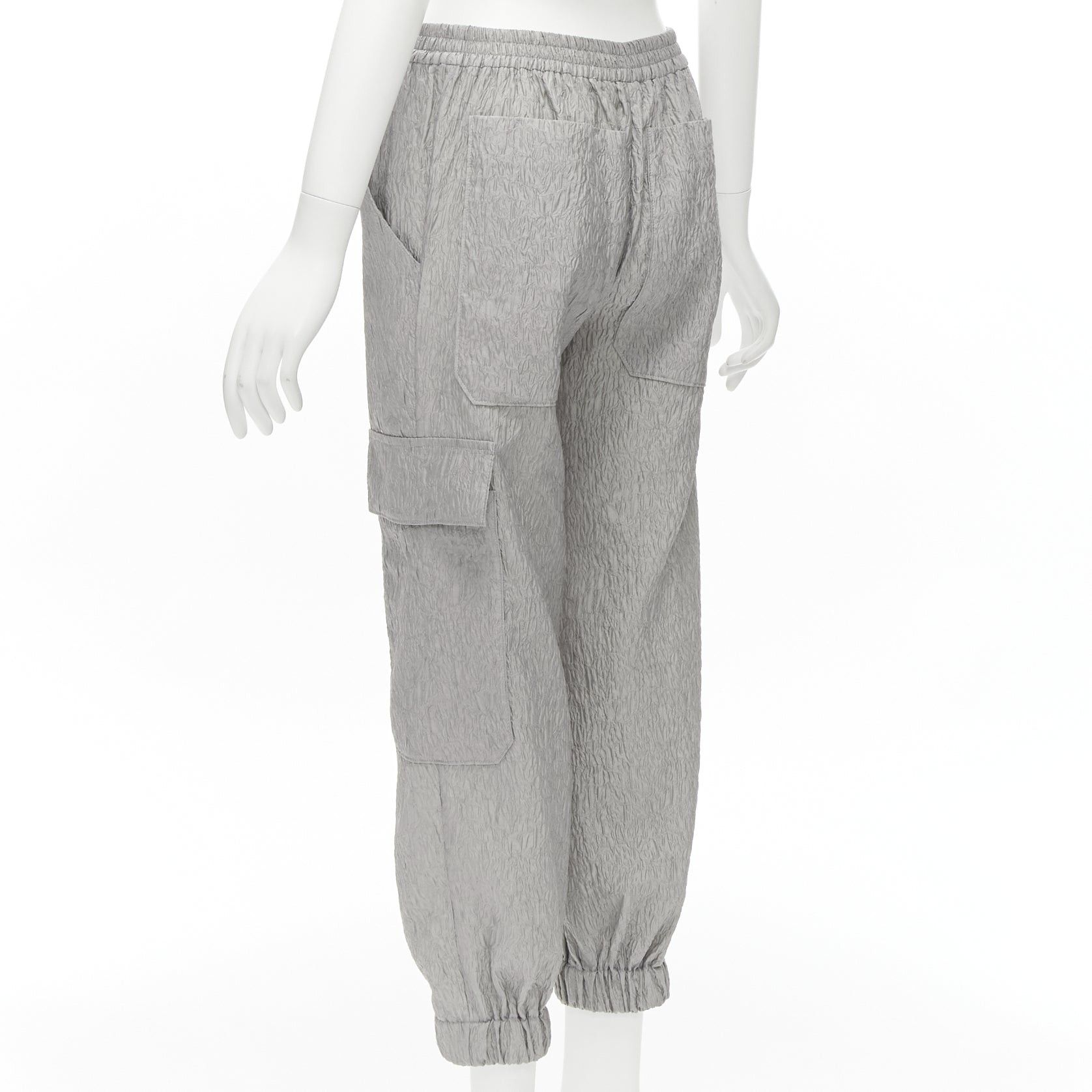 Cecilie Bahnsen CECILIE BAHNSEN Jackson grey matelasse cloque cargo track pants UK6 XS Size 26" / US 2 / IT 38 - 6 Thumbnail