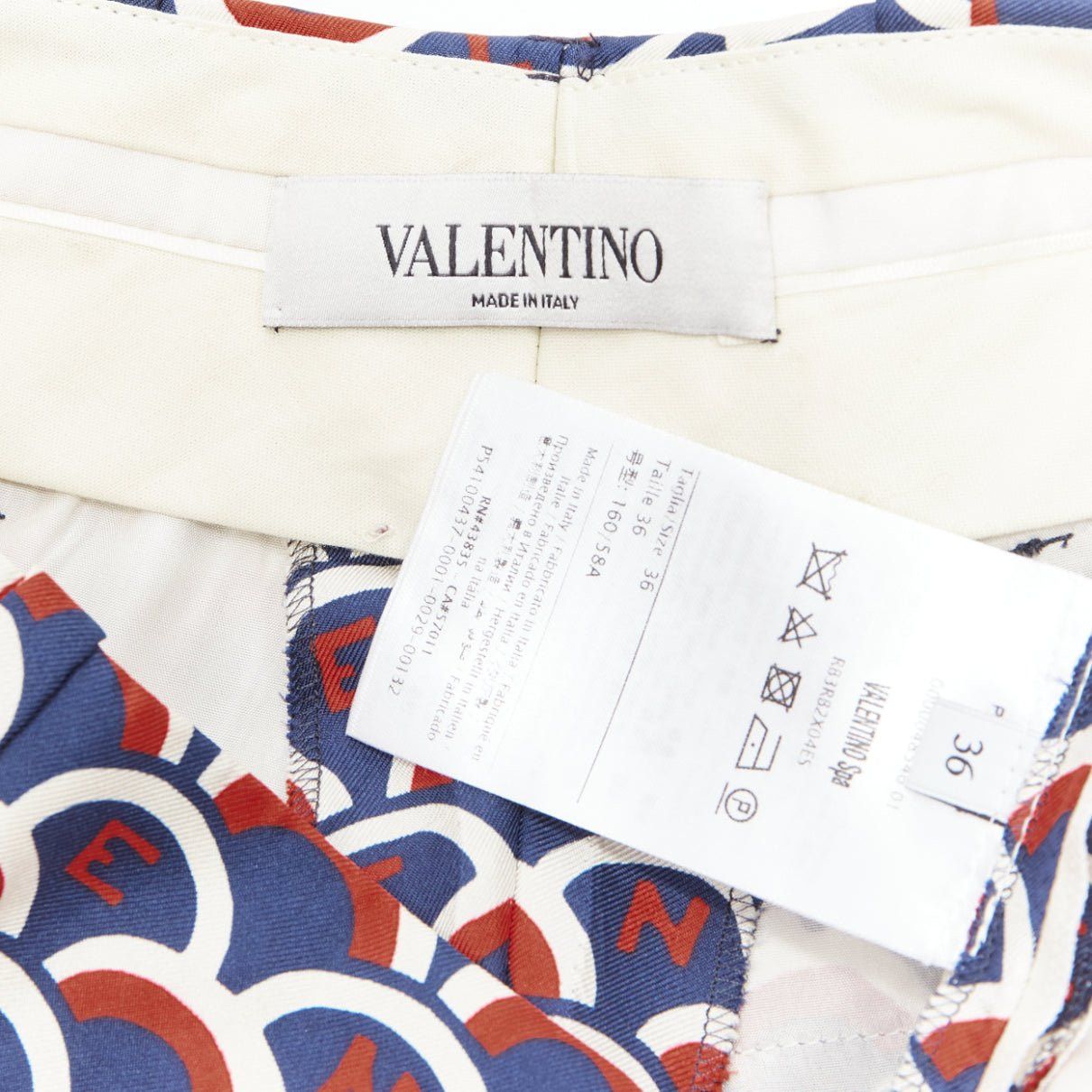 Valentino VALENTINO 100% silk scallop print logo print navy red flared pants IT36 XXS Size 25" / US 0 / IT 36 - 8 Thumbnail