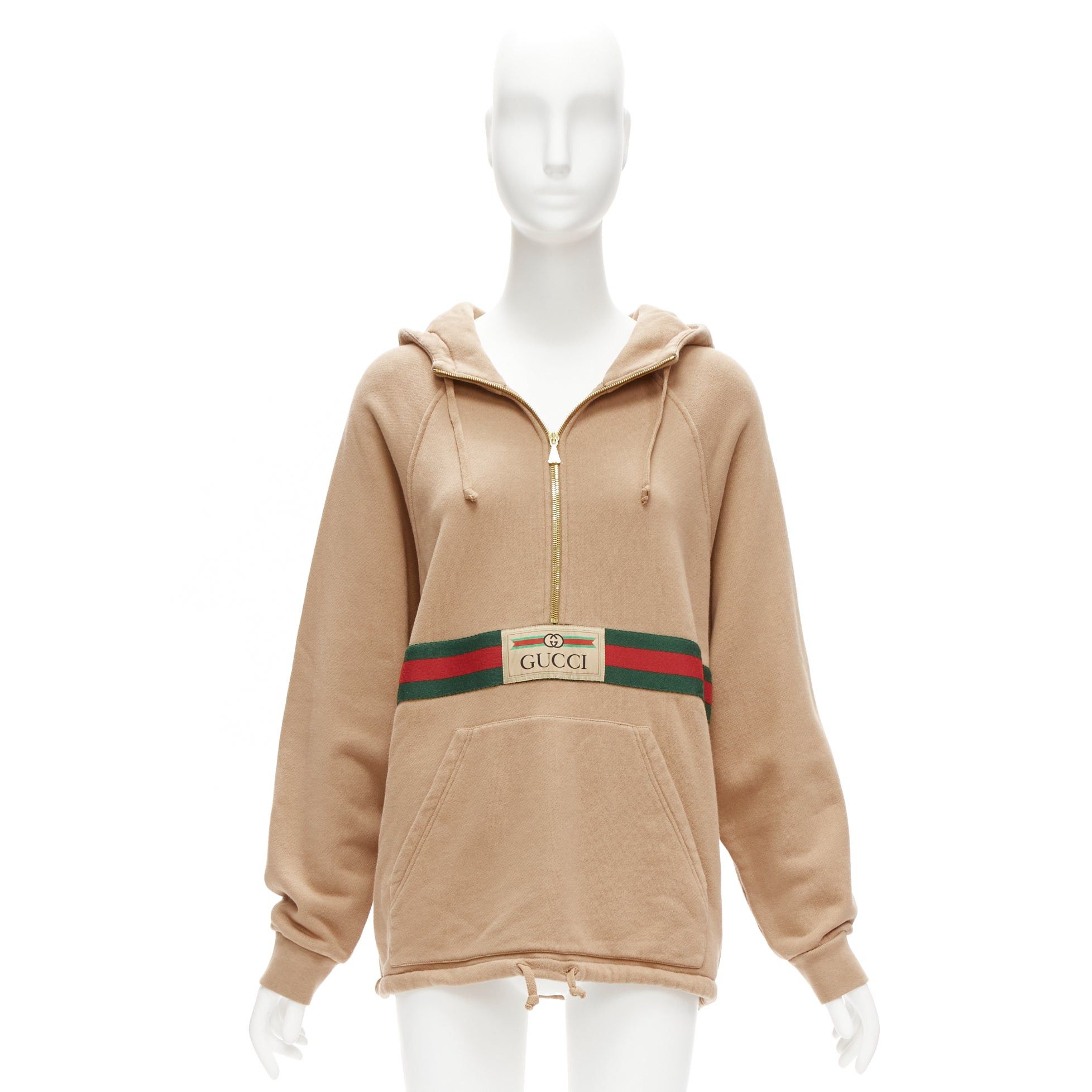 Gucci GUCCI Alessandro Michele beige cotton half zip vintage logo pullover XS Size S / US 4 / IT 40 - 9 Thumbnail