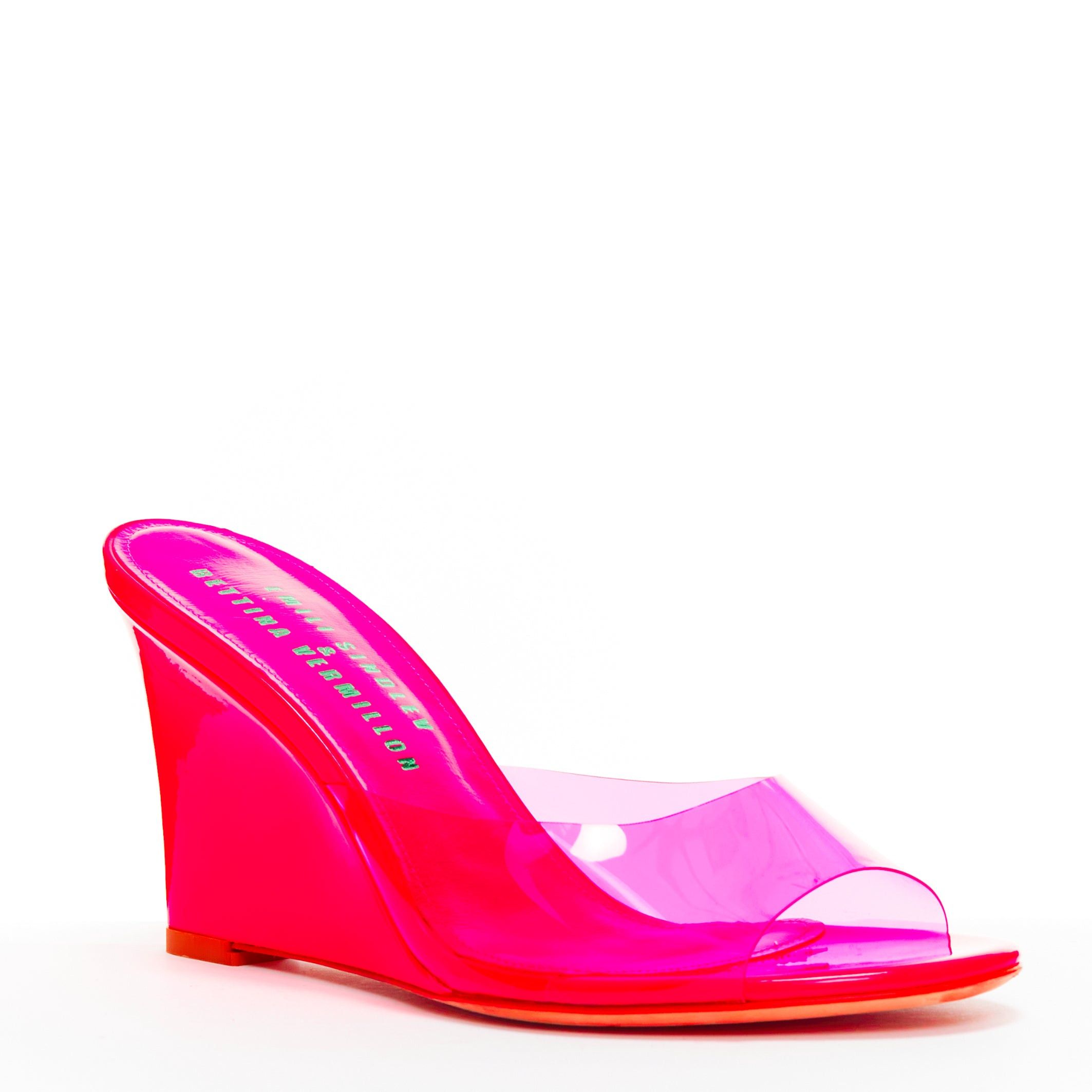 Other BETTINA VERMILLON Emili Sindlev Britney hot pink PVC wedge mules EU37.5 Size US 7.5 / IT 37.5 - 2 Thumbnail