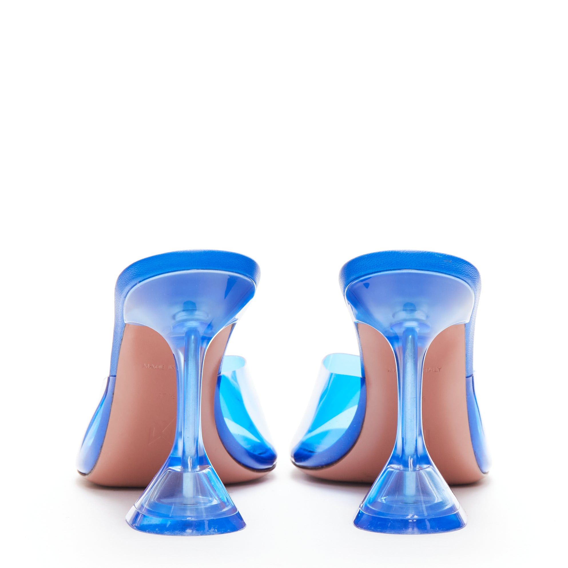 Amina Muaddi AMINA MUADDI Lupita blue clear PVC spool lucite heel sandal EU37.5 Size US 7.5 / IT 37.5 - 5 Thumbnail