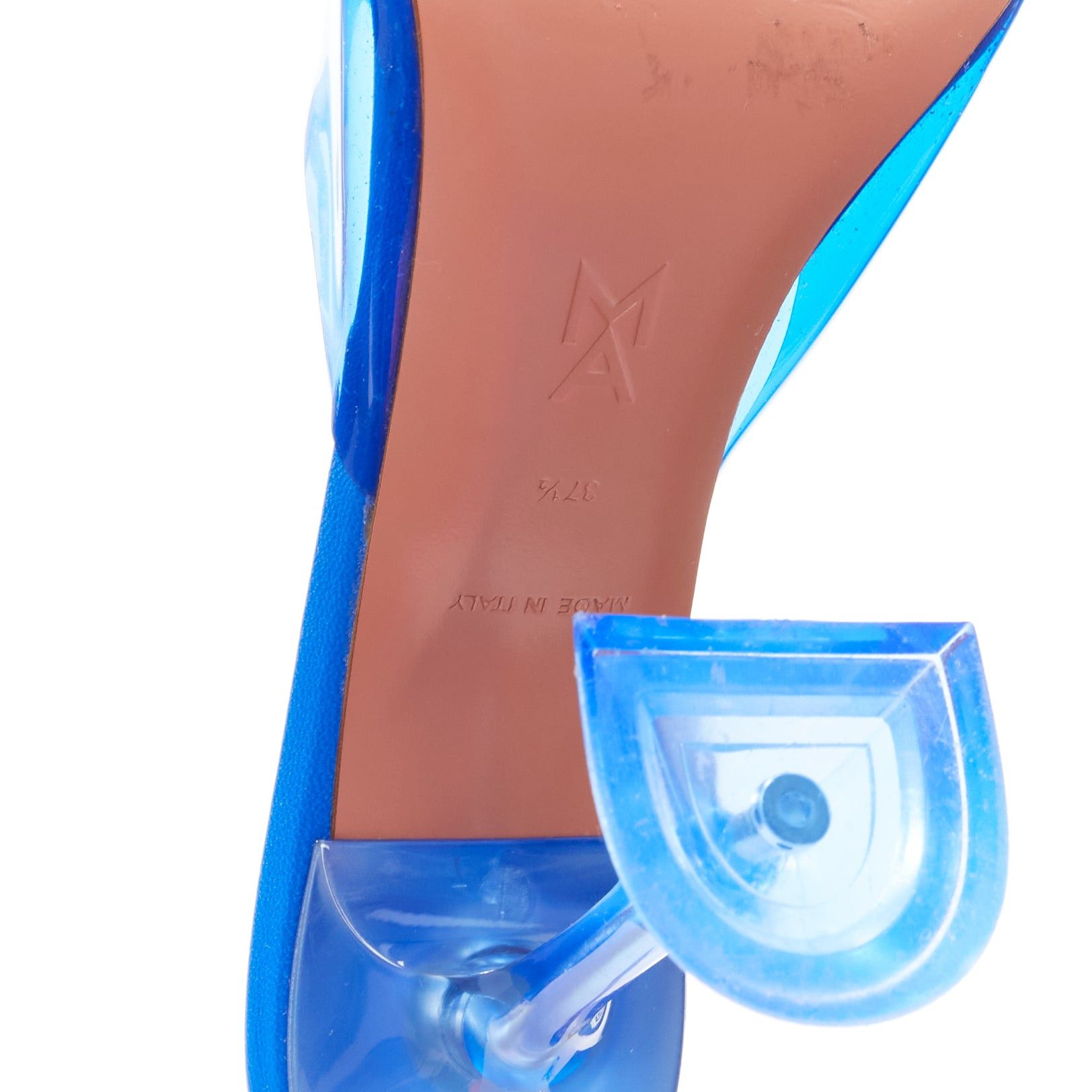 Amina Muaddi AMINA MUADDI Lupita blue clear PVC spool lucite heel sandal EU37.5 Size US 7.5 / IT 37.5 - 10 Thumbnail